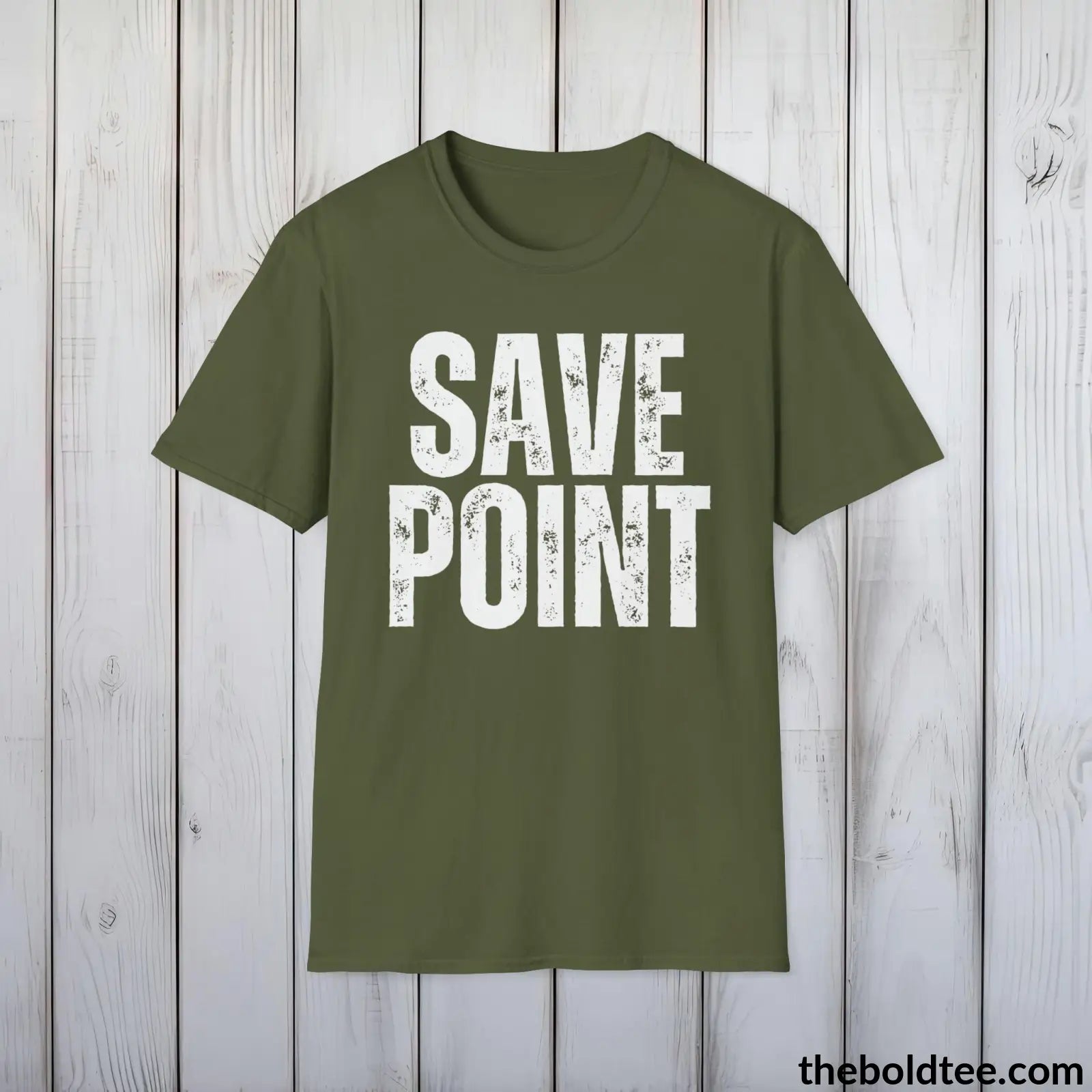 T-Shirt Military Green / S SAVE POINT Gamer Tee - Sustainable & Soft Cotton Crewneck Unisex T-Shirt - 9 Bold Colors