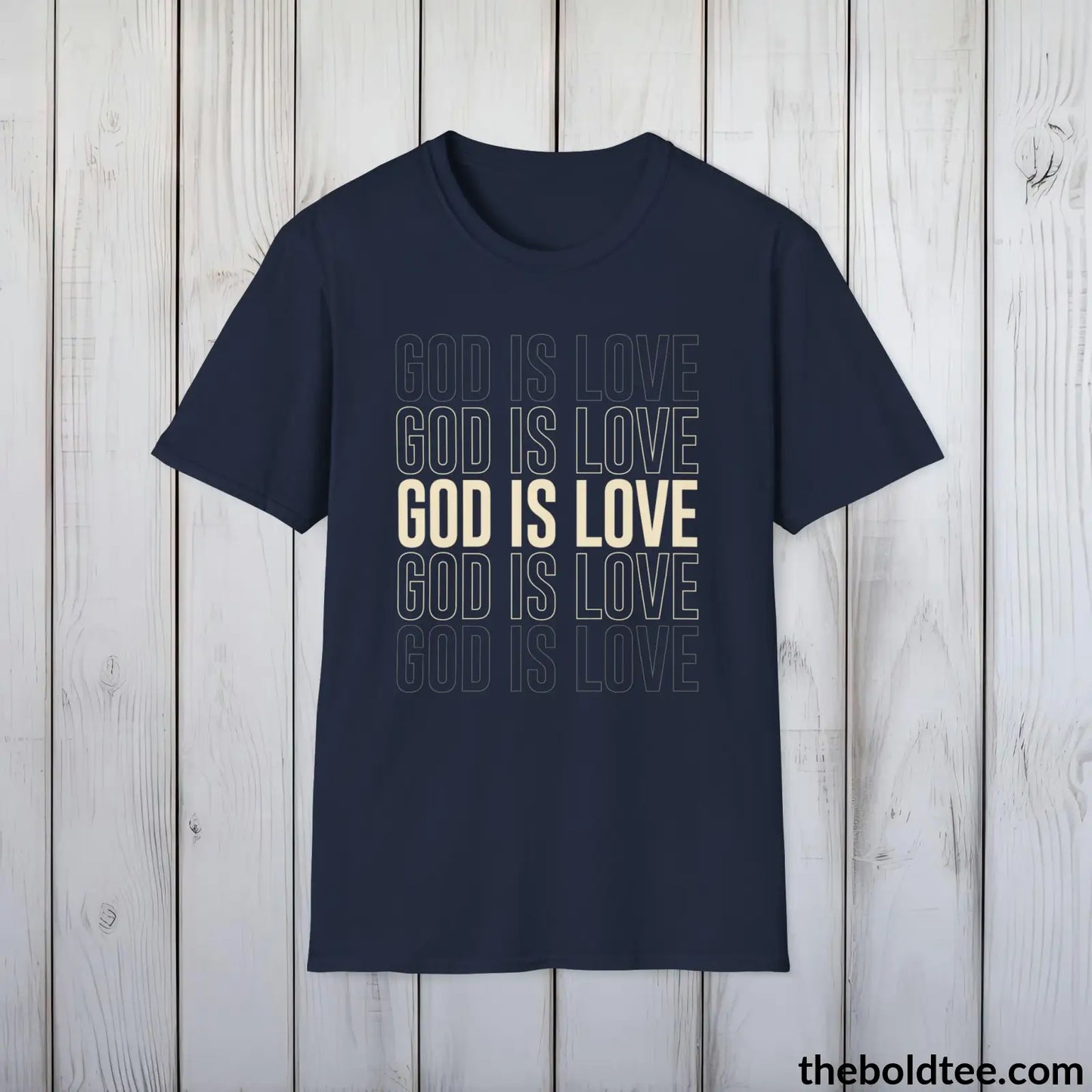 God Is Love Christian T-Shirt - Inspirational, Casual Soft Cotton Crewneck Tee - Graceful Church Gift for Friends and Family - 8 Colors