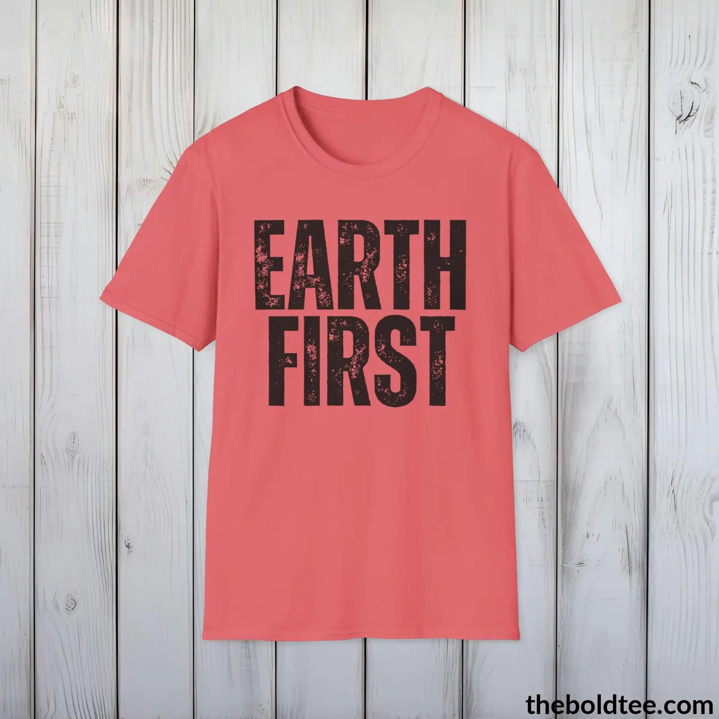 EARTH FIRTS Tee - Casual, Sustainable & Soft Cotton Crewneck Unisex T-Shirt - 9 Bold Colors