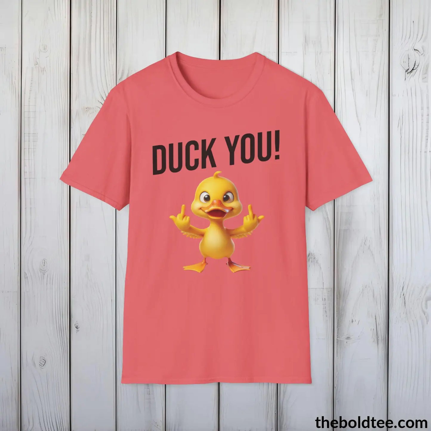 Cheeky Duck Humor Crewneck T-Shirt - Sassy, Sustainable & Soft Cotton Crewneck Tee - Funny Gift for Friends and Family - 8 Light Colors