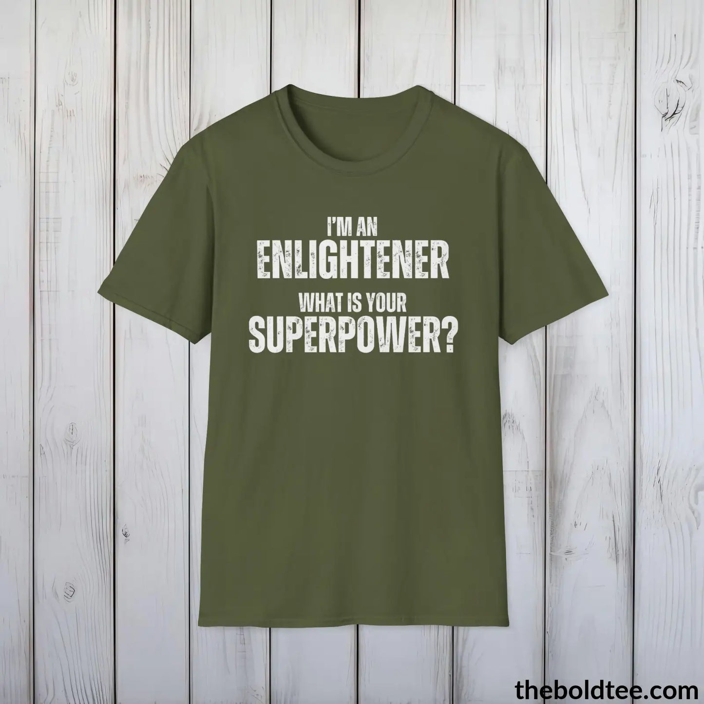 ENLIGHTENER Superpower Tee - Casual, Sustainable & Soft Cotton Crewneck Unisex T-Shirt - in 9 Bold Colors