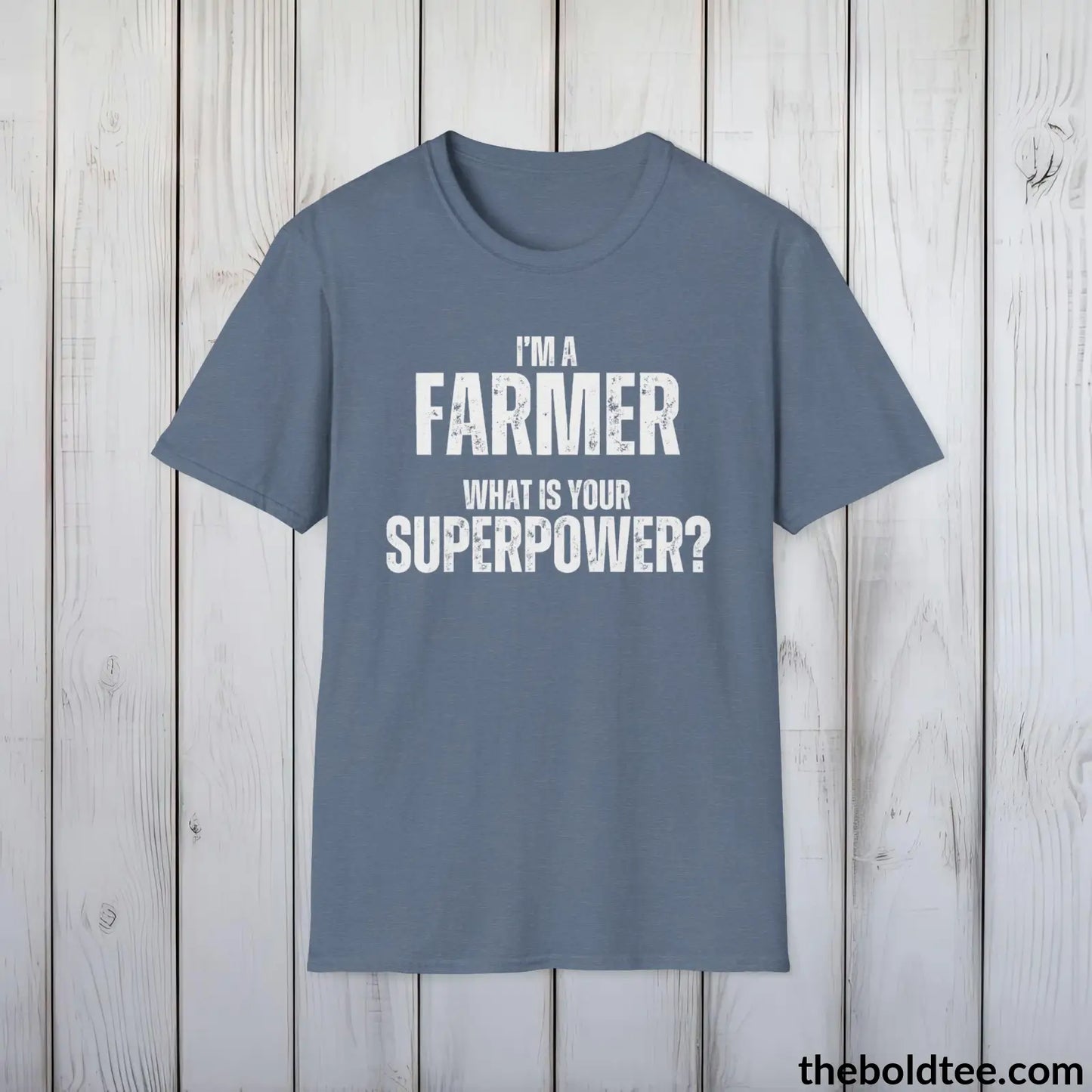 FARMER Superpower Tee - Casual, Sustainable & Soft Cotton Crewneck Unisex T-Shirt - in 9 Bold Colors