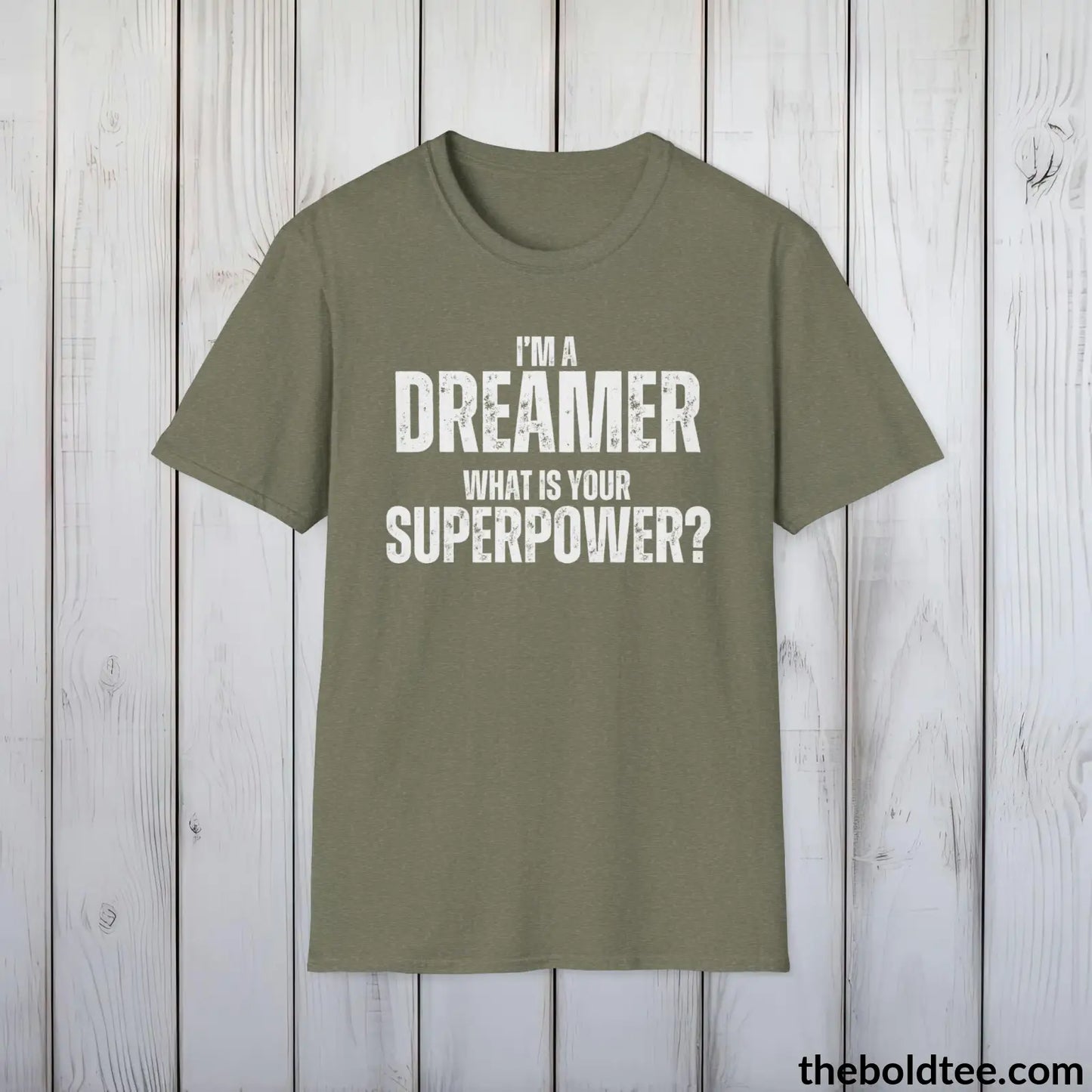 DREAMER Superpower Tee - Casual, Sustainable & Soft Cotton Crewneck Unisex T-Shirt - in 9 Bold Colors