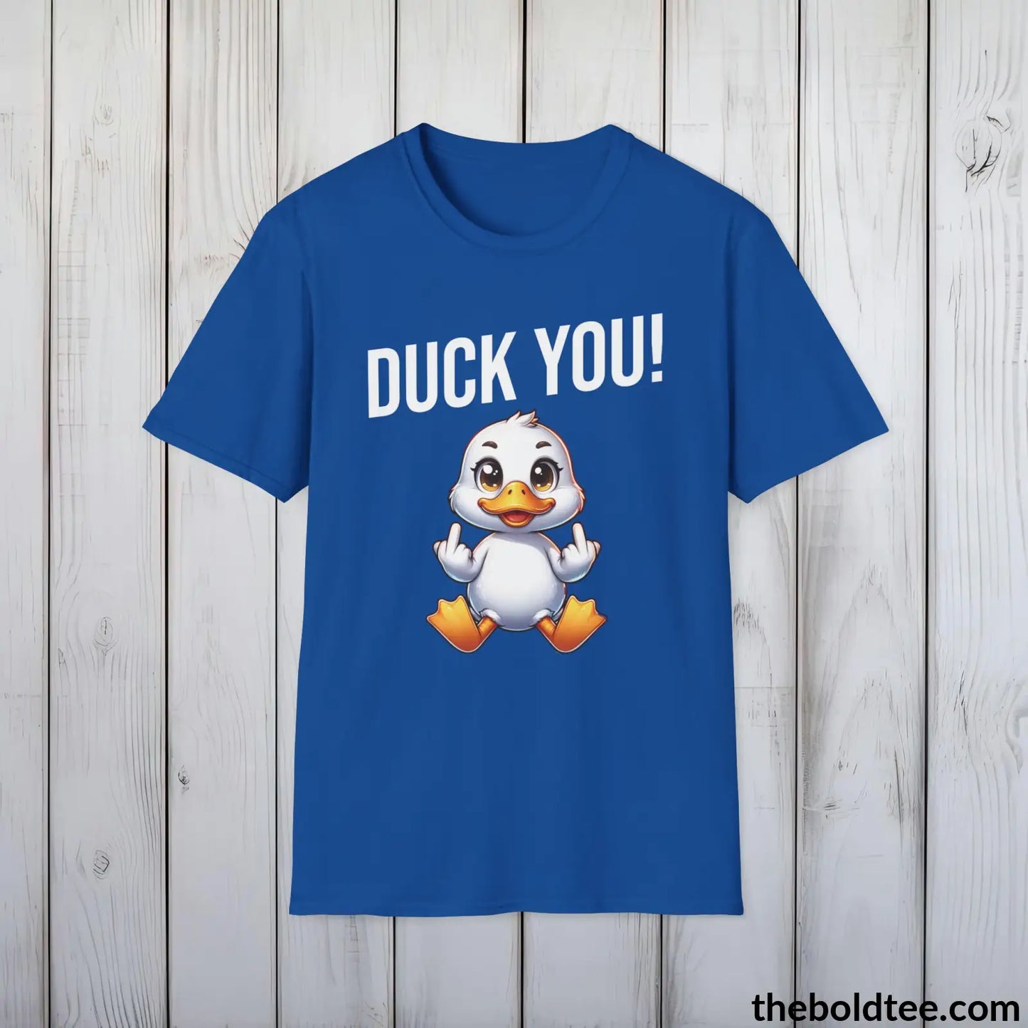 Cheeky Duck Humor Crewneck T-Shirt - Sassy, Sustainable & Soft Cotton Crewneck Tee - Funny Gift for Friends and Family - 8 Dark Colors