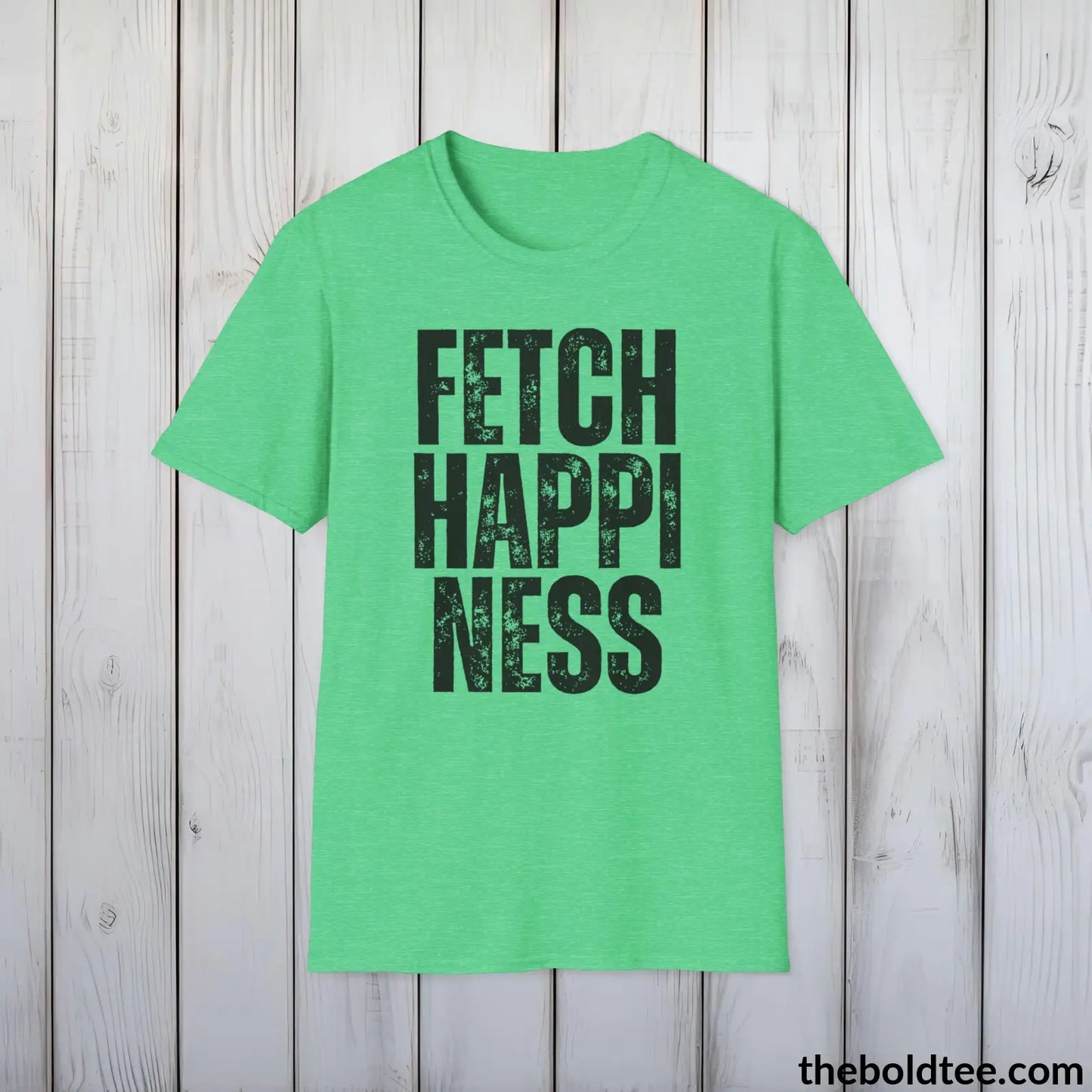 FETCH HAPPINESS Tee - Sustainable & Soft Cotton Crewneck Unisex T-Shirt - 9 Bold Colors