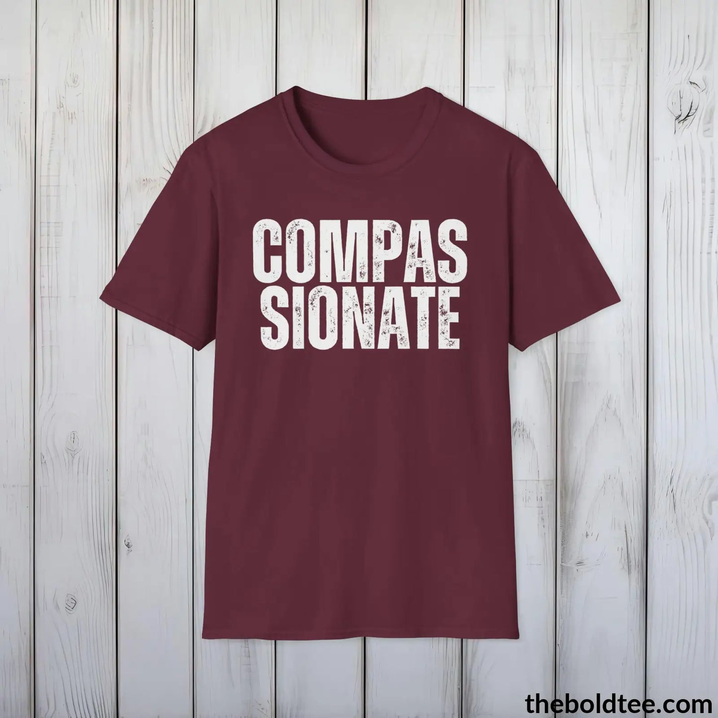 COMPASSIONATE Tee - Casual, Sustainable & Soft Cotton Crewneck Unisex T-Shirt - 9 Bold Colors