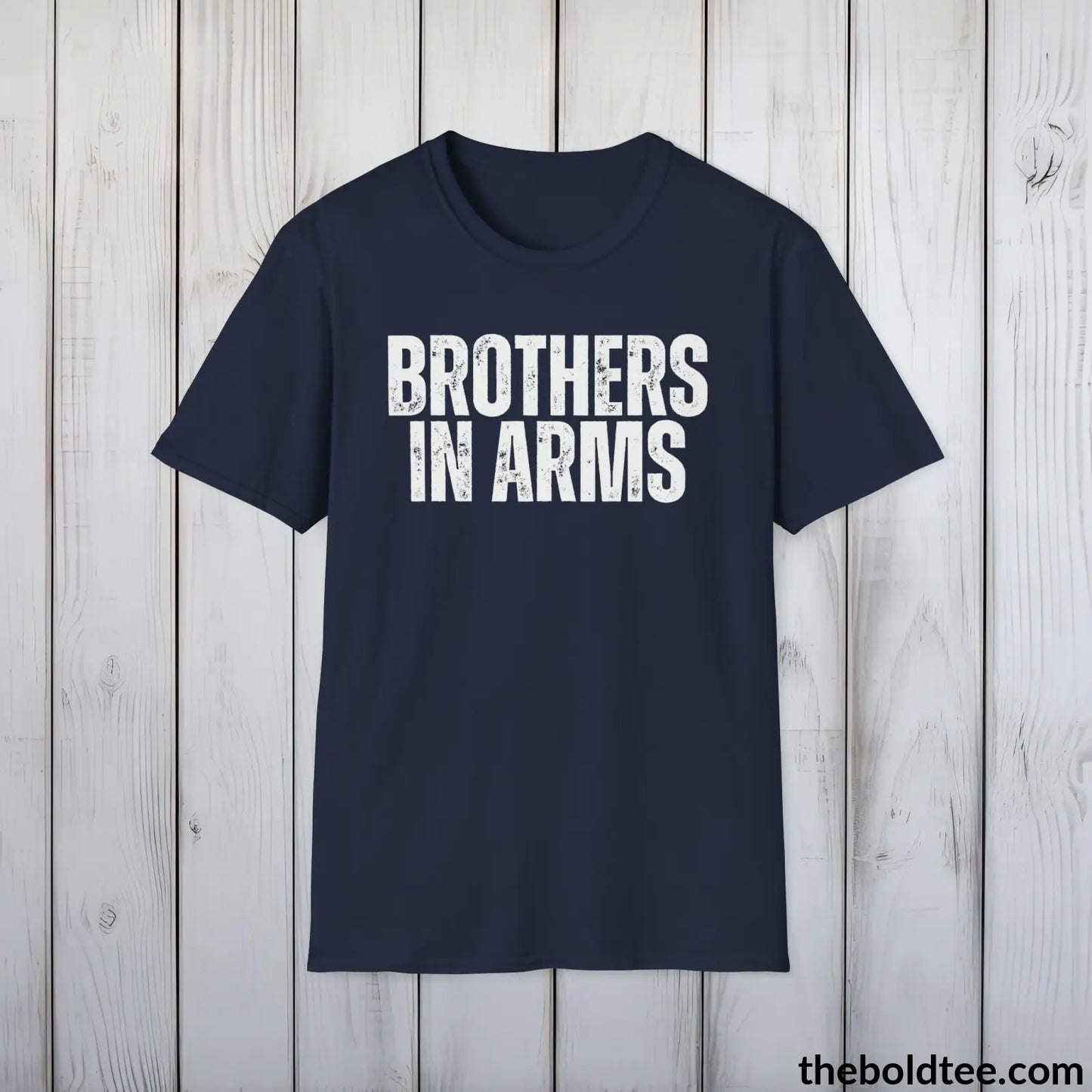 BROTHERS IN ARMS Military Tee - Strong & Versatile Cotton Crewneck T-Shirt - 9 Bold Colors