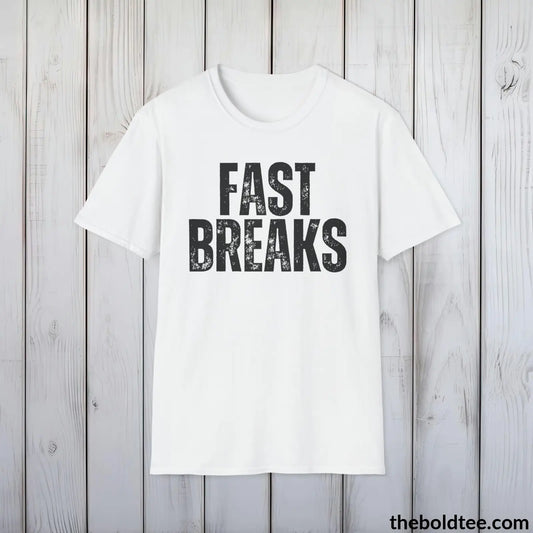 FAST BREAKS Basketball Tee - Sustainable & Soft Cotton Crewneck Unisex T-Shirt - 9 Bold Colors