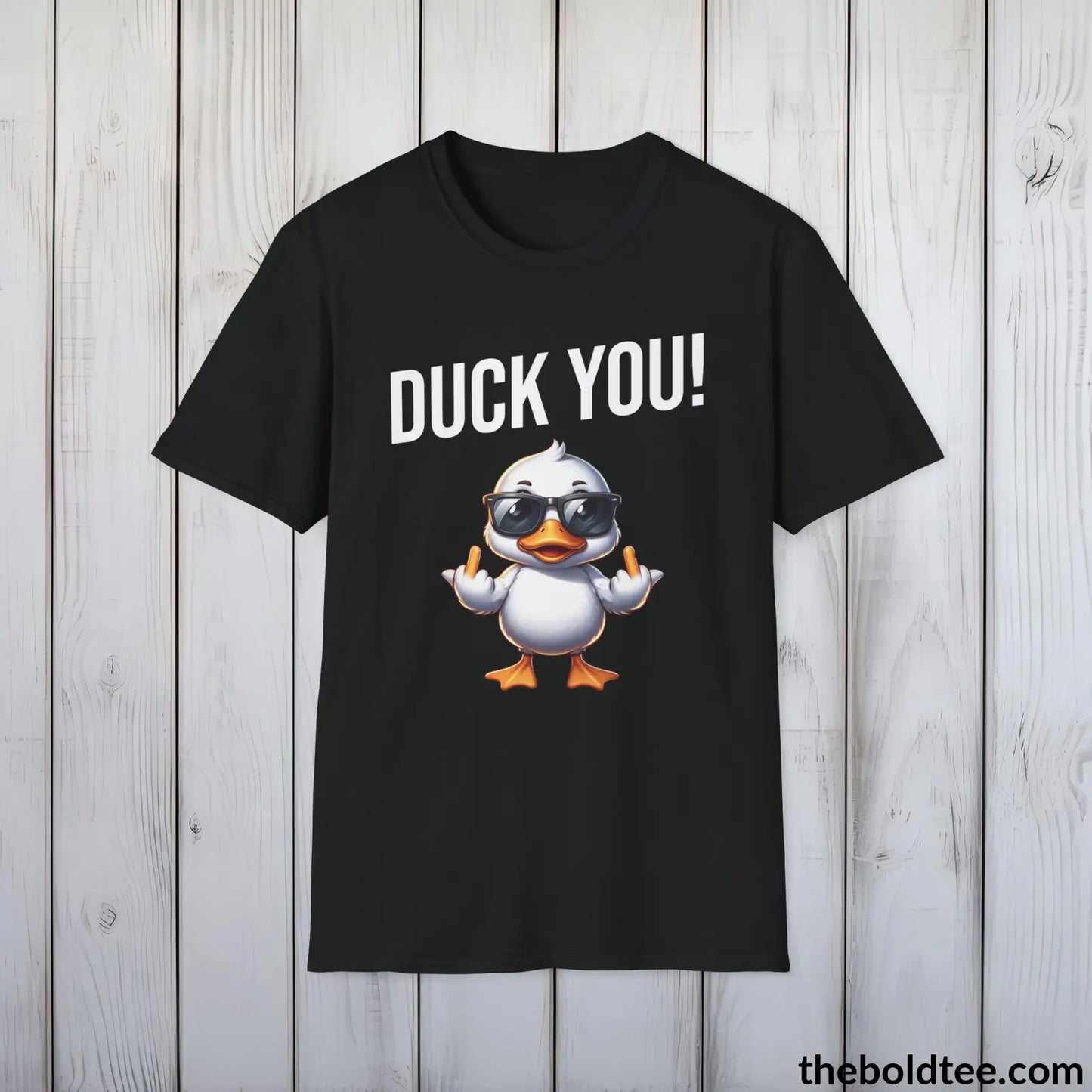 Cheeky Duck Humor Crewneck T-Shirt - Sassy, Sustainable & Soft Cotton Crewneck Tee - Funny Gift for Friends and Family - 8 Dark Colors