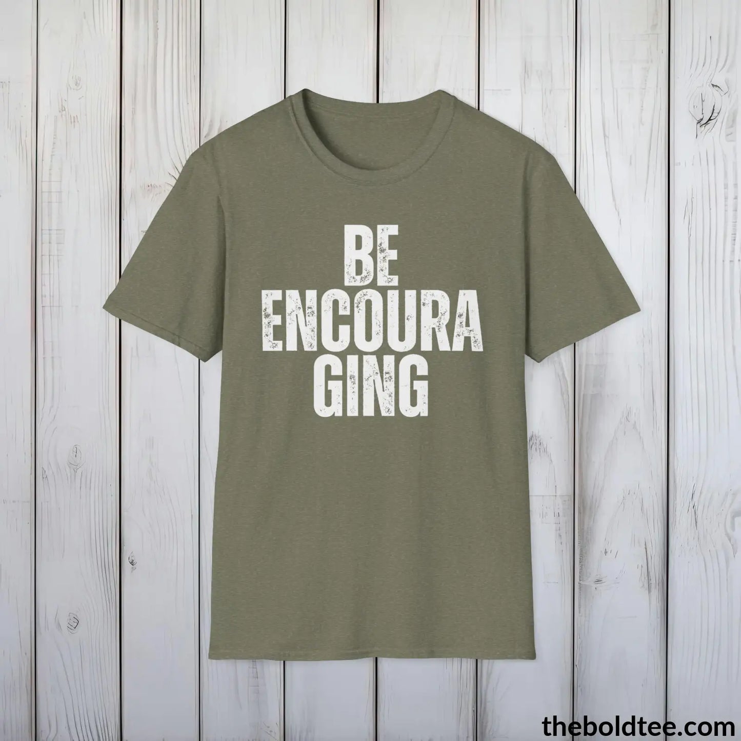 BE ENCOURAGING Tee - Casual, Sustainable & Soft Cotton Crewneck Unisex T-Shirt - 9 Bold Colors