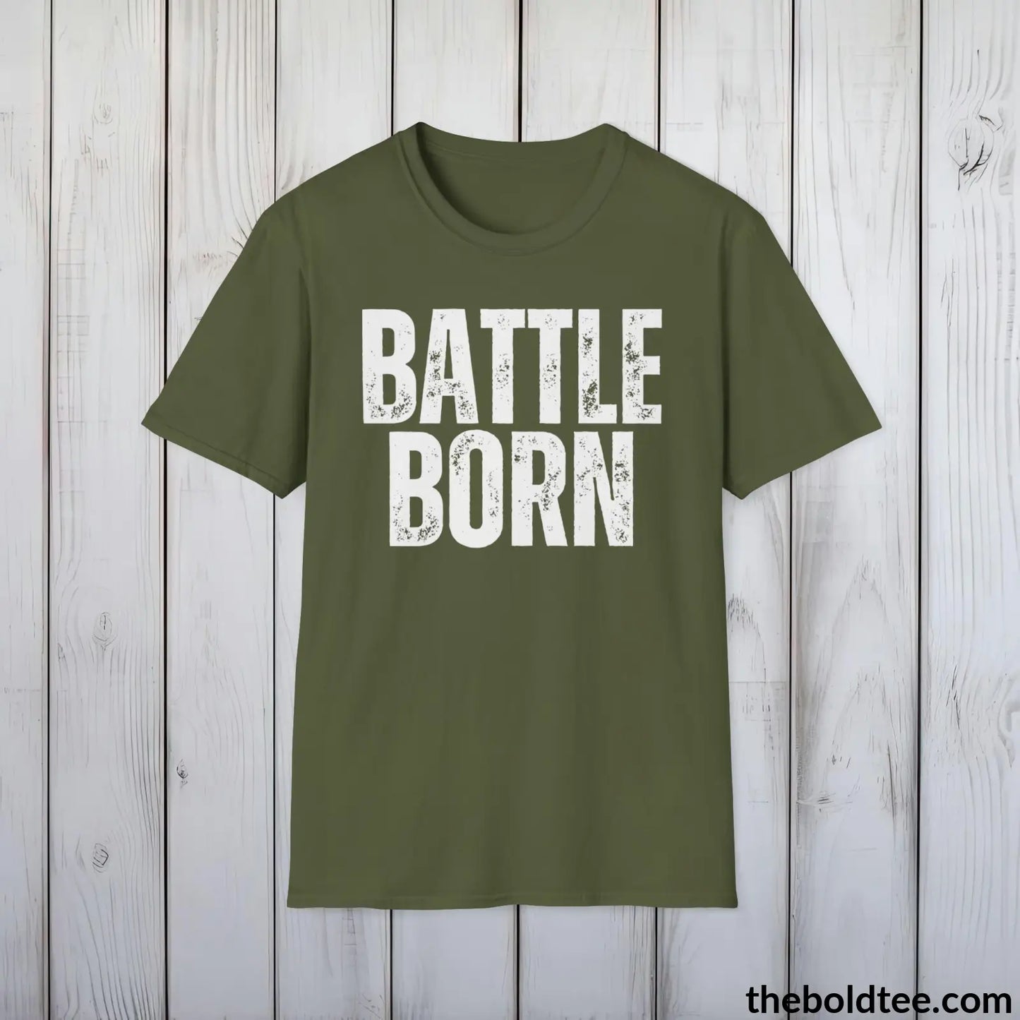 BATTLE BORN Military Tee - Strong & Versatile Cotton Crewneck T-Shirt - 9 Bold Colors