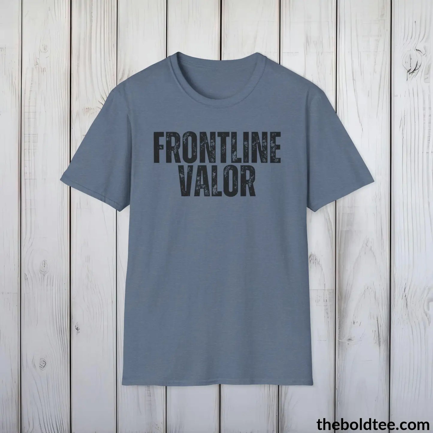 FRONTLINE VALOR Military Tee - Strong & Versatile Cotton Crewneck T-Shirt - 9 Bold Colors