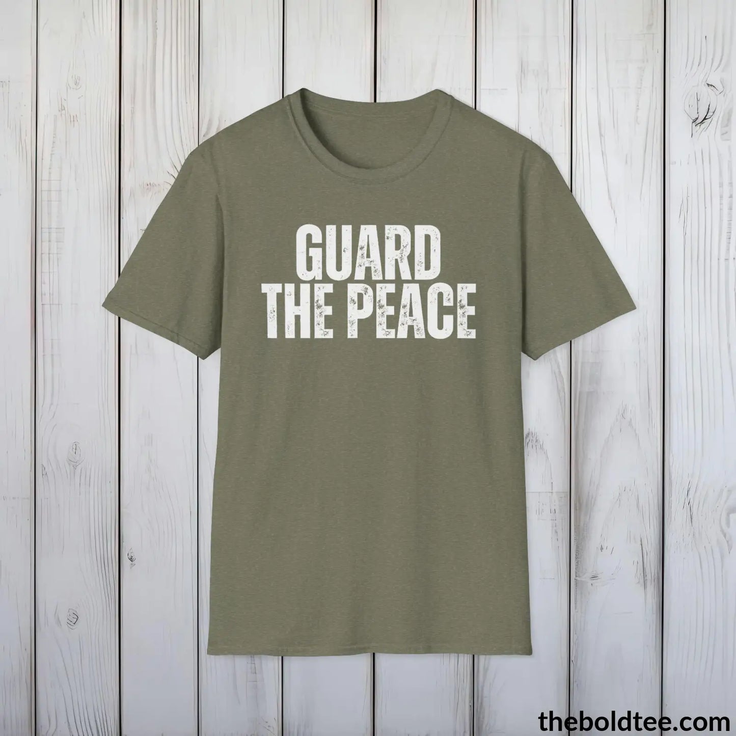 GUARD THE PEACE Military Tee - Strong & Versatile Cotton Crewneck T-Shirt - 9 Bold Colors