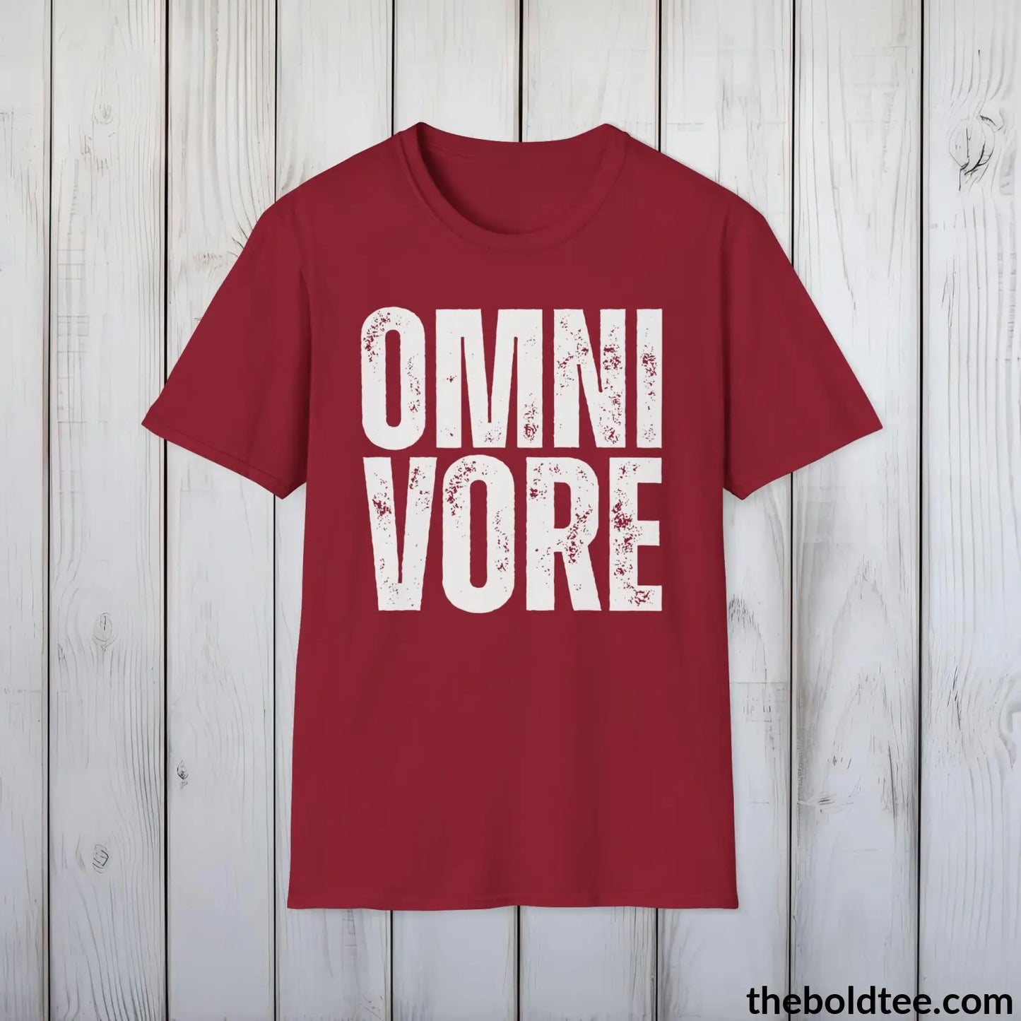 Bold Omnivore Tee - Casual Soft, Sustainable Cotton Crewneck T-Shirt - 9 Colors