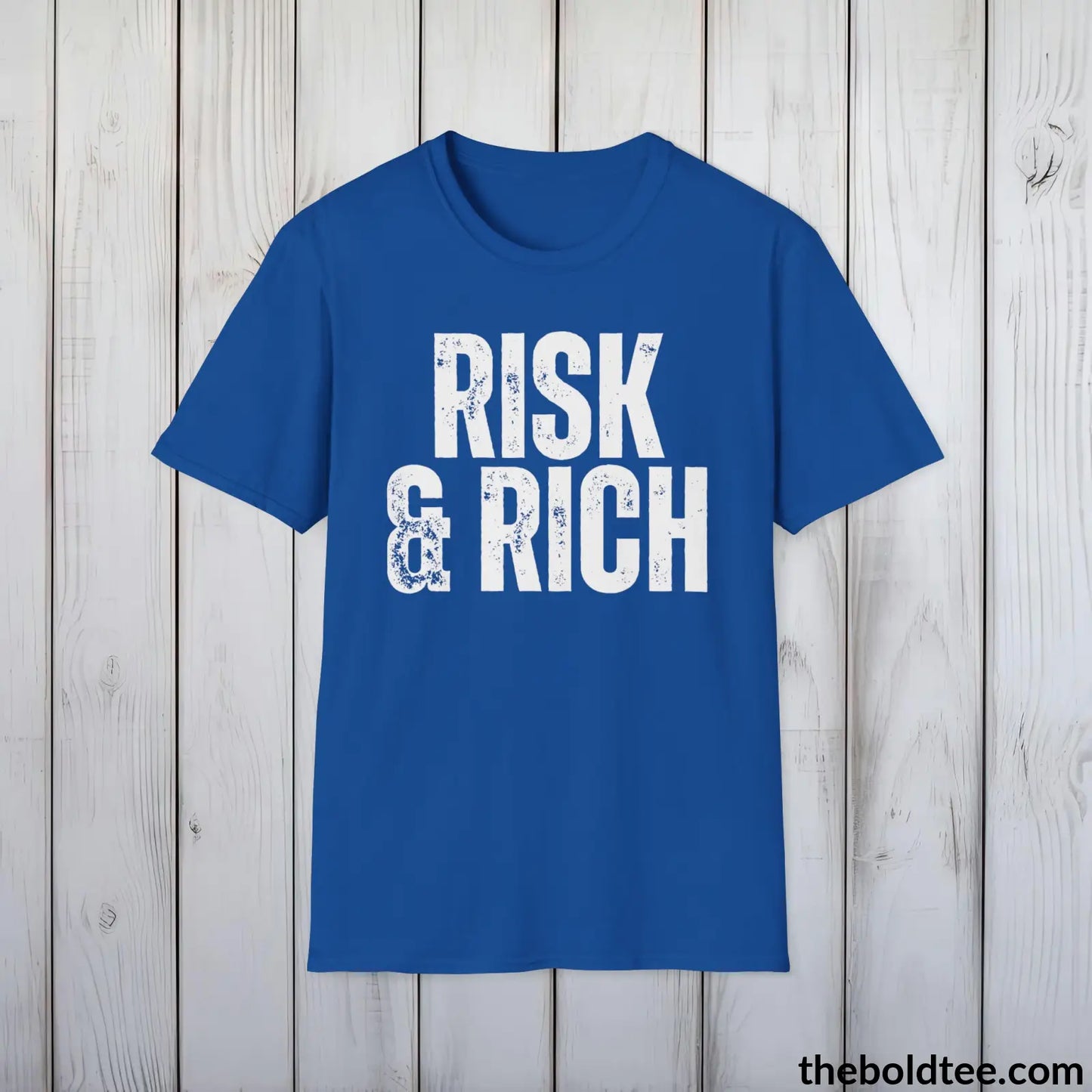 Bold RISK & RICH Tee - Premium Cotton Crewneck Unisex T-Shirt - 9 Bold Colors