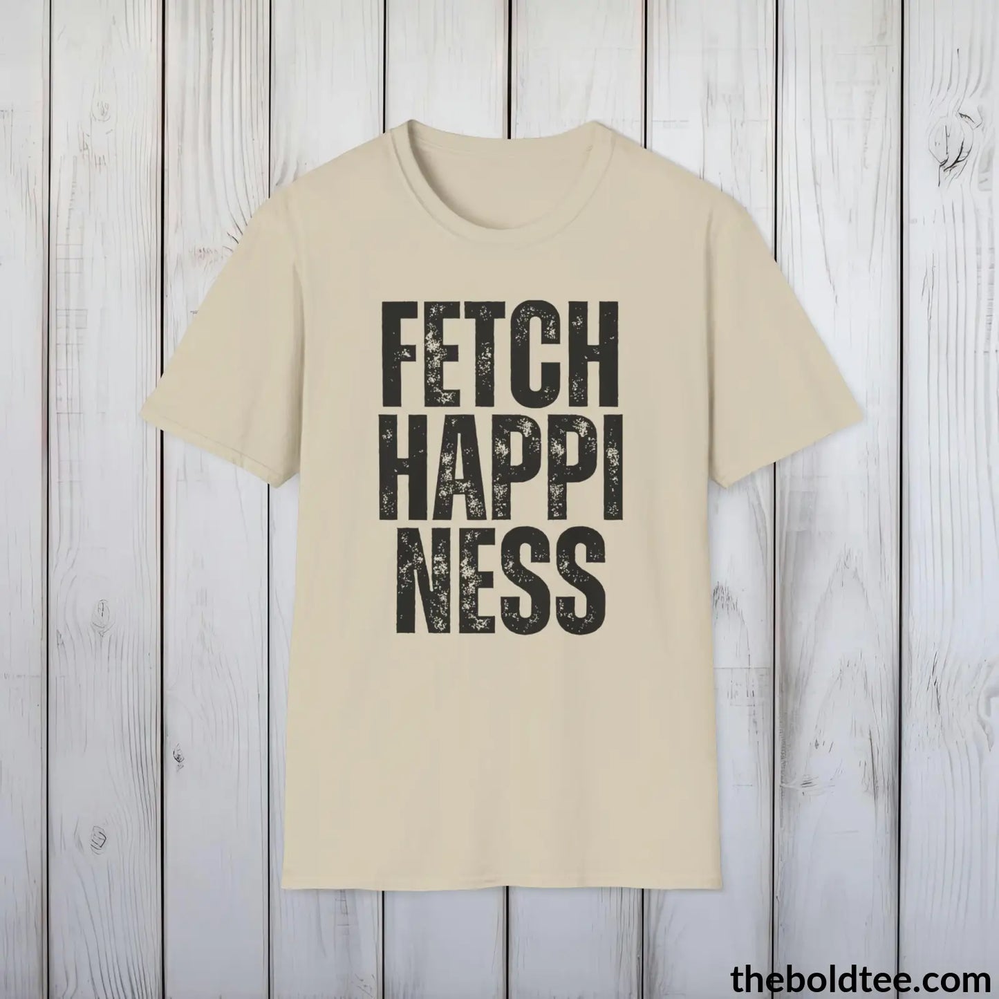 FETCH HAPPINESS Tee - Sustainable & Soft Cotton Crewneck Unisex T-Shirt - 9 Bold Colors