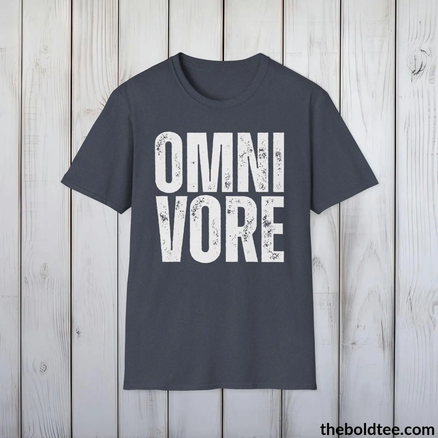 Bold Omnivore Tee - Casual Soft, Sustainable Cotton Crewneck T-Shirt - 9 Colors