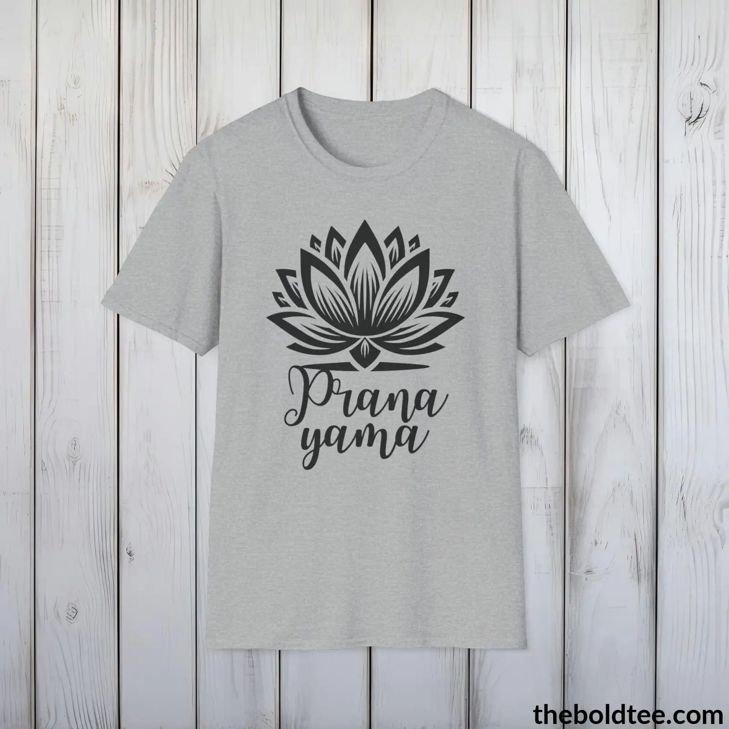 T-Shirt Sport Grey / S Pranayama Yoga Tee - Sustainable & Soft Cotton Crewneck Unisex T-Shirt - 9 Bold Colors