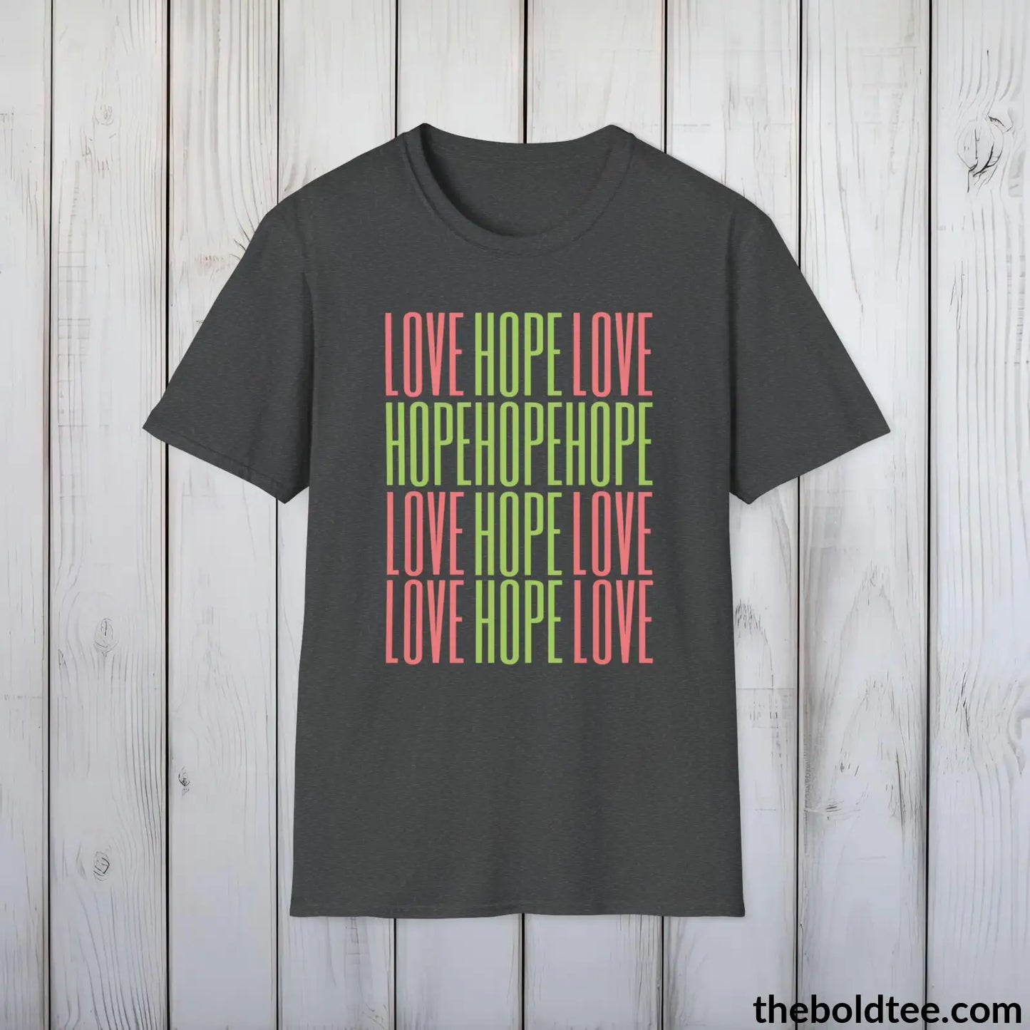 Christian Cross of Love & Hope T-Shirt - Inspirational Soft Casual Cotton Crewneck Tee - Graceful Gift for Friends and Family - 8 Colors