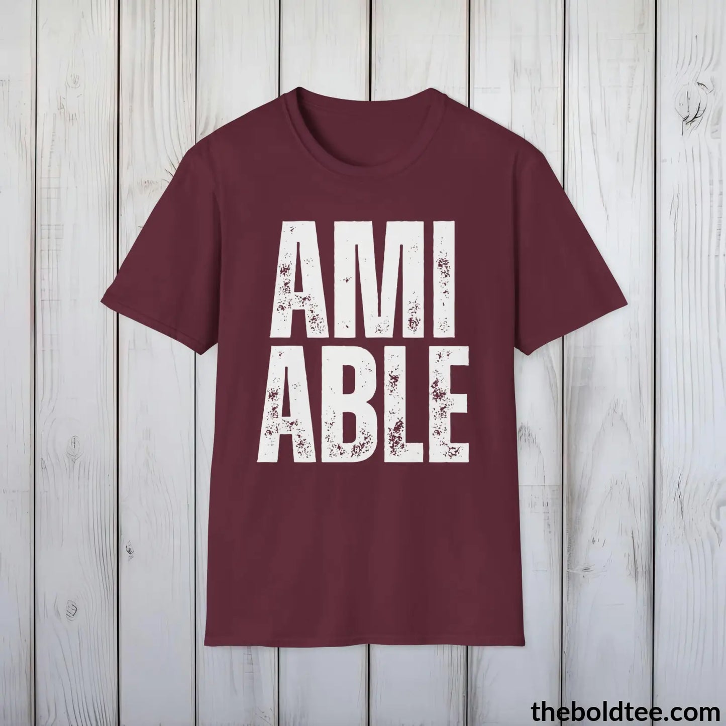 AMIABLE Tee - Casual, Sustainable & Soft Cotton Crewneck Unisex T-Shirt - 9 Bold Colors