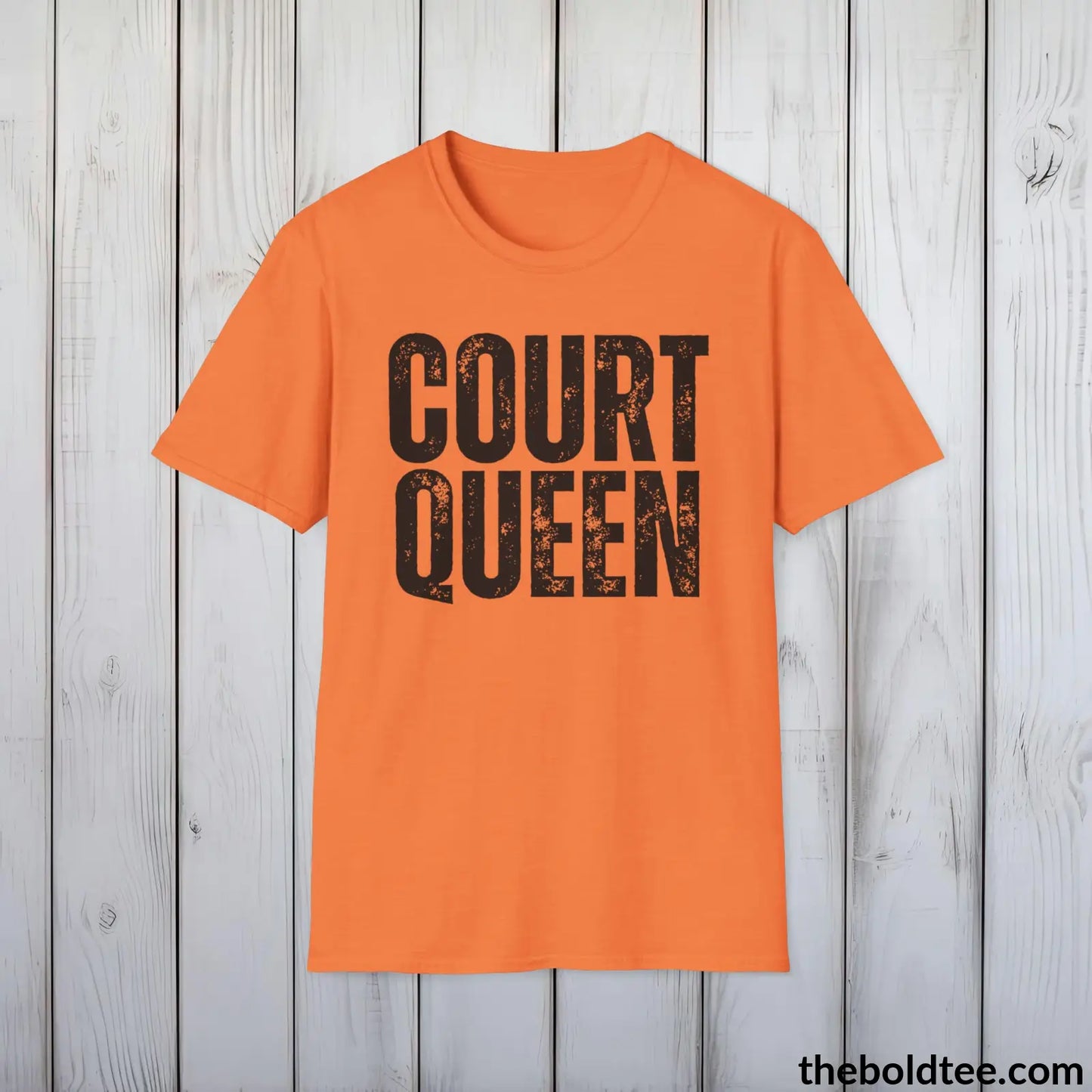 COURT QUEEN Basketball Tee - Sustainable & Soft Cotton Crewneck Unisex T-Shirt - 9 Bold Colors