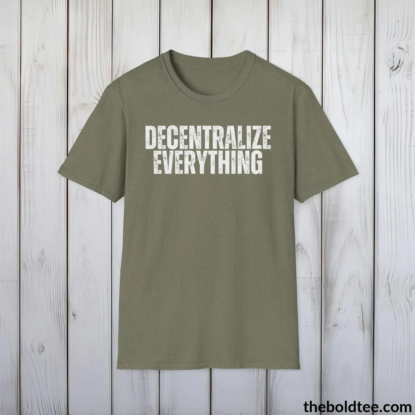 DECENTRALIZE EVERYTHING  Cryptocurrency Tee - Cotton Crewneck Unisex T-Shirt - 9 Bold Colors