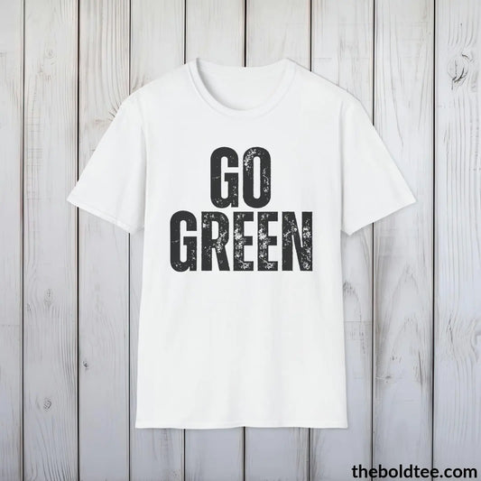 GO GREEN Tee - Casual, Sustainable & Soft Cotton Crewneck Unisex T-Shirt - 9 Bold Colors