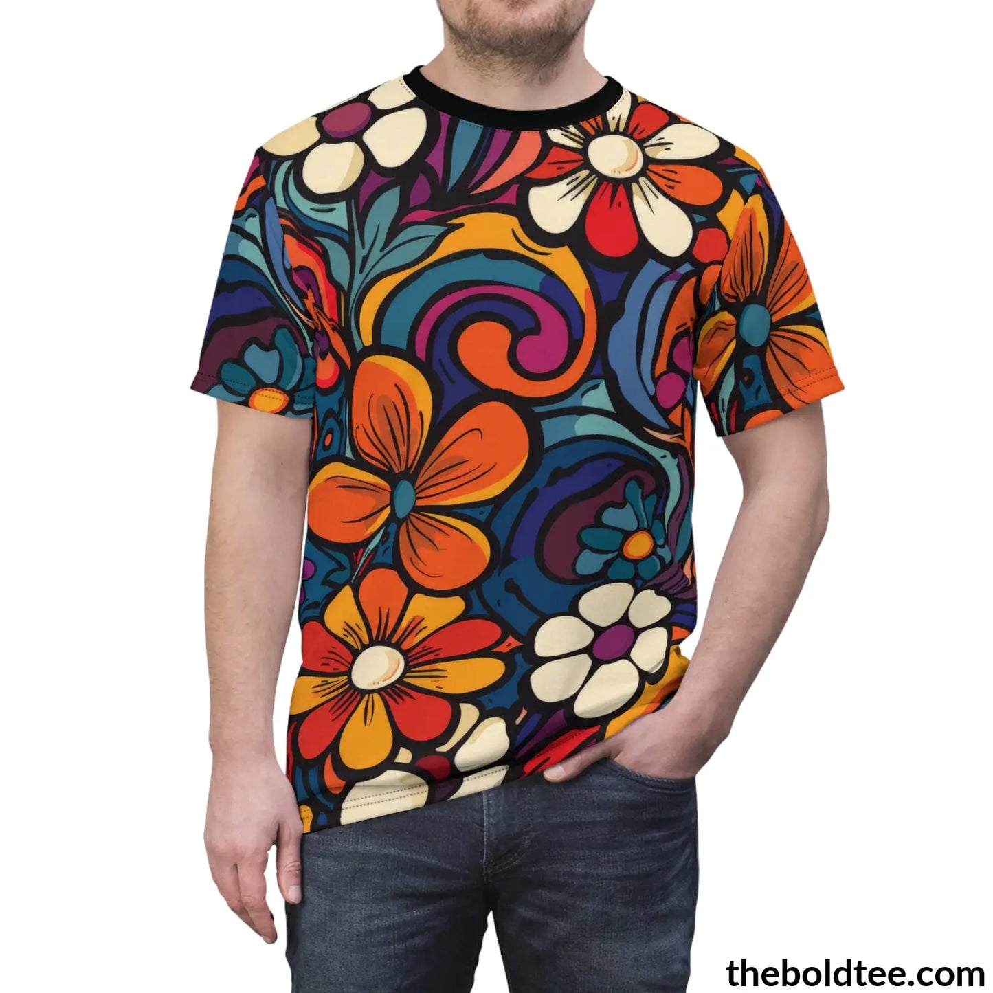 70S Hippie Tee - Premium All Over Print Crewneck Shirt Prints