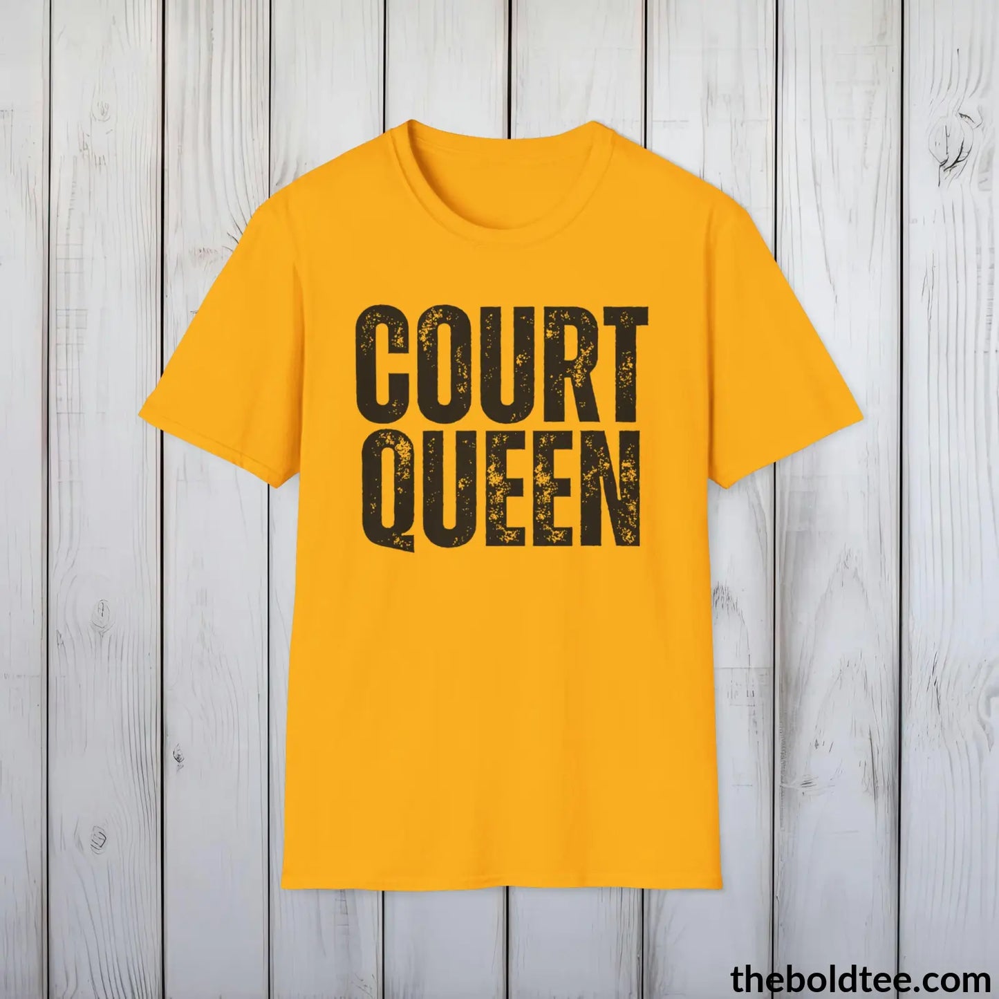 COURT QUEEN Basketball Tee - Sustainable & Soft Cotton Crewneck Unisex T-Shirt - 9 Bold Colors