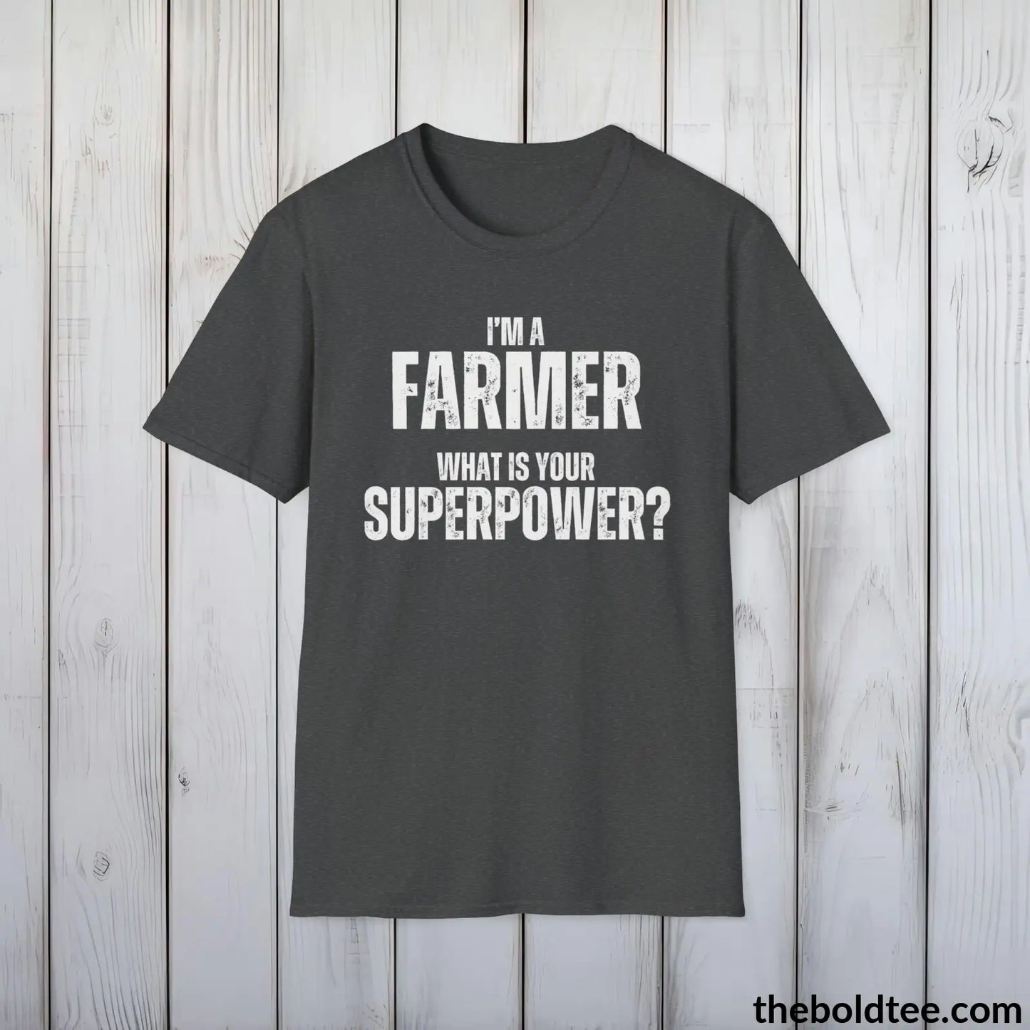 FARMER Superpower Tee - Casual, Sustainable & Soft Cotton Crewneck Unisex T-Shirt - in 9 Bold Colors