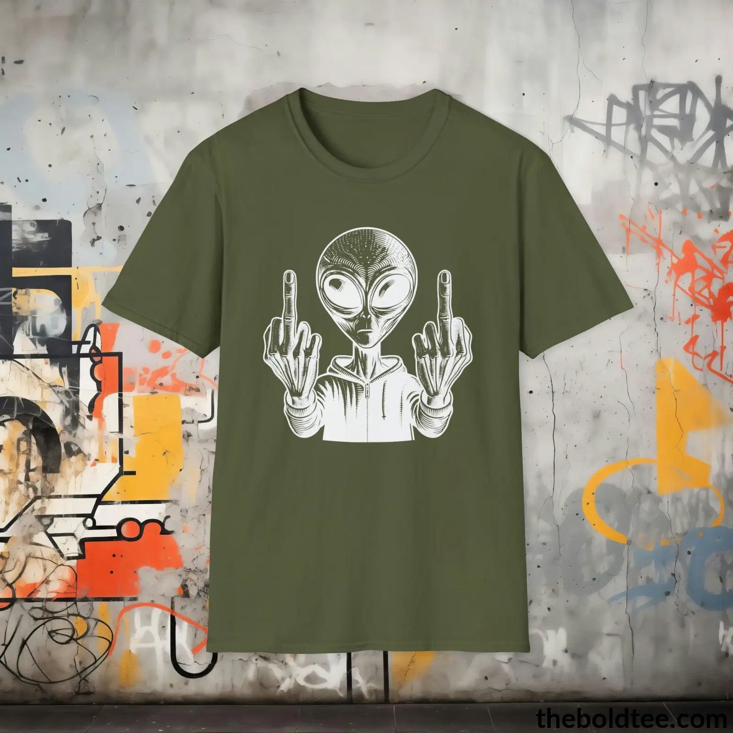 T-Shirt Military Green / S Sassy Alien Attitude T-Shirt - Edgy Casual & Soft Cotton Crewneck Tee - Cheeky Cool Humor Gift for Friends and Family - 8 Colors Available