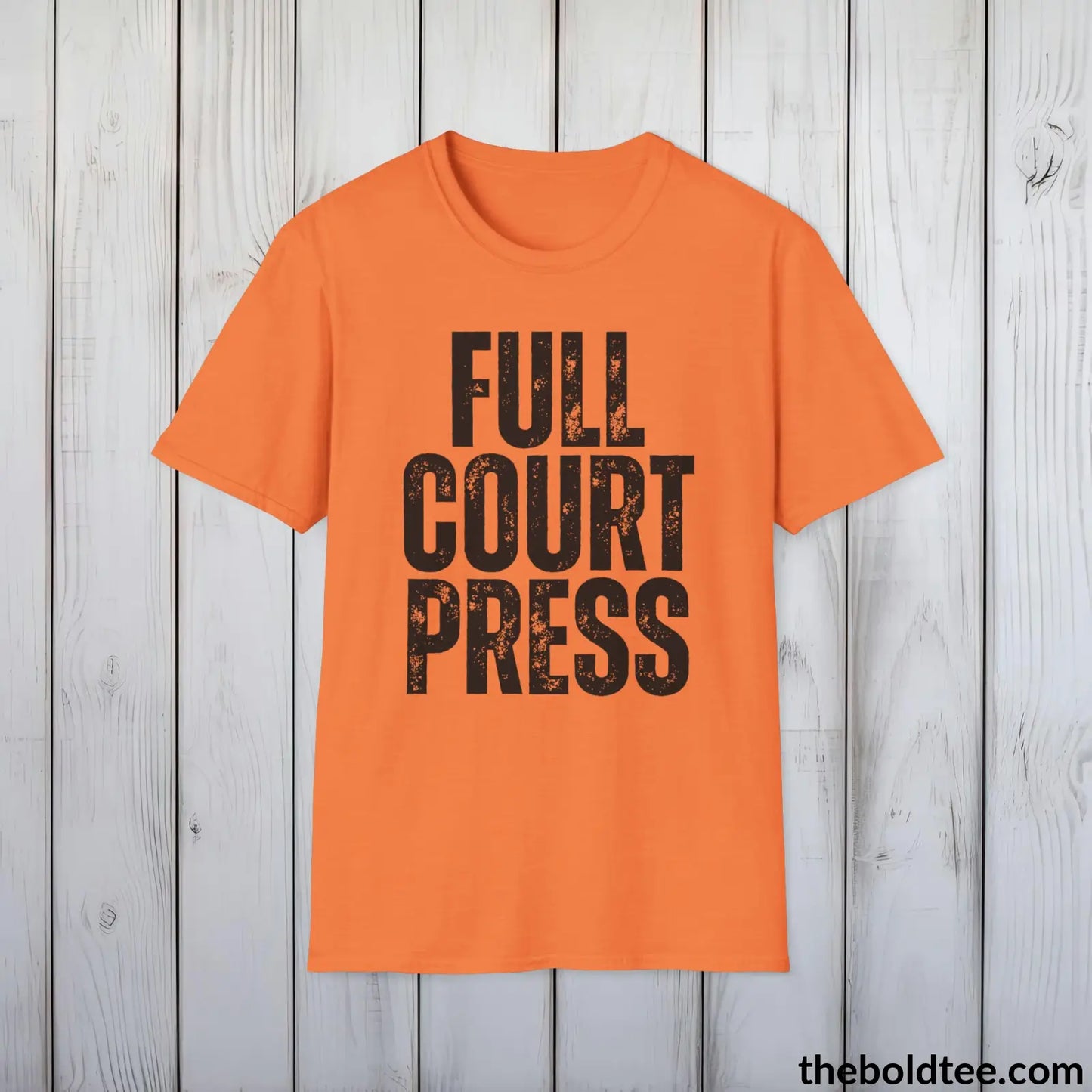 FULL COURT PRESS Basketball Tee - Sustainable & Soft Cotton Crewneck Unisex T-Shirt - 9 Bold Colors