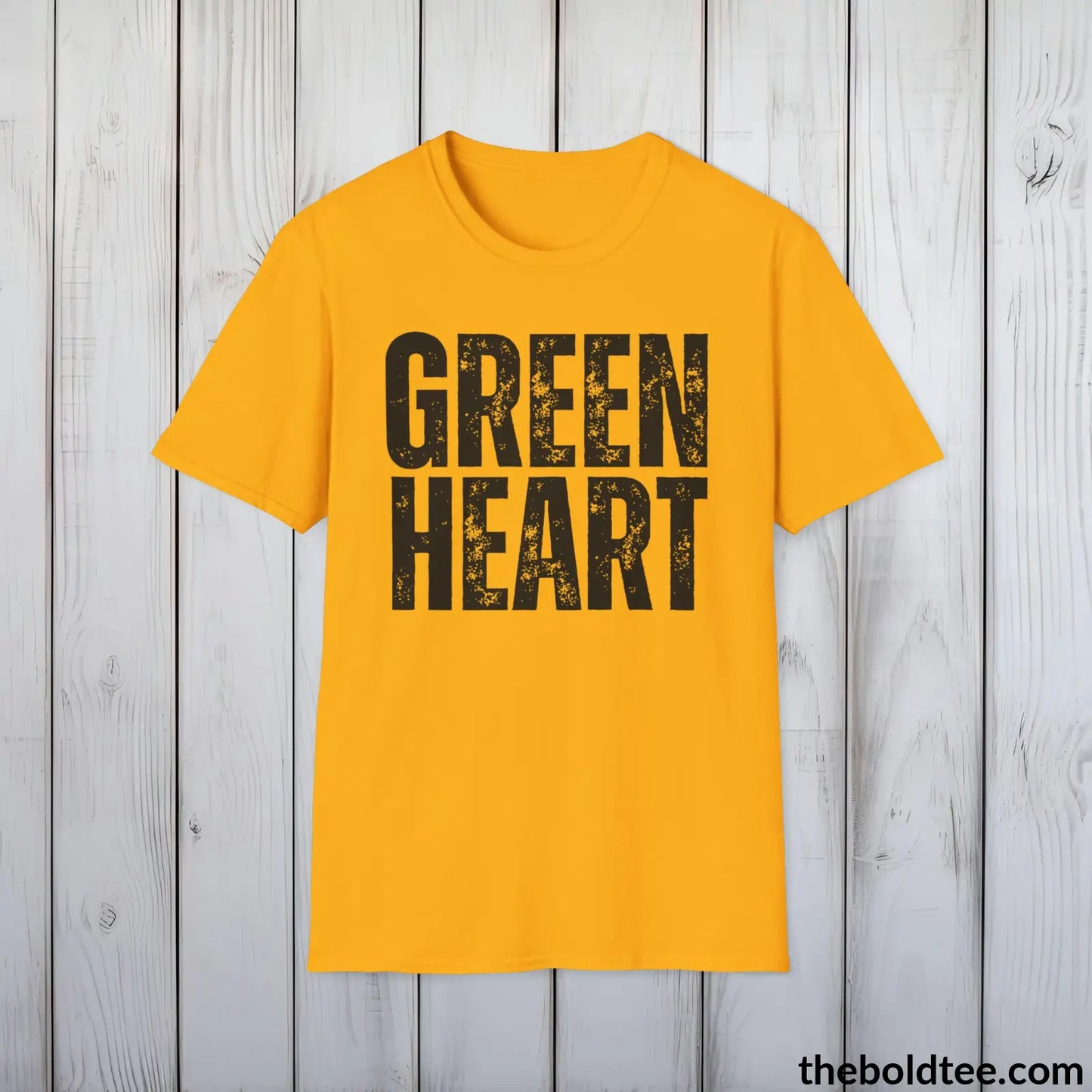 GREEN HEART Tee - Casual, Sustainable & Soft Cotton Crewneck Unisex T-Shirt - 9 Bold Colors