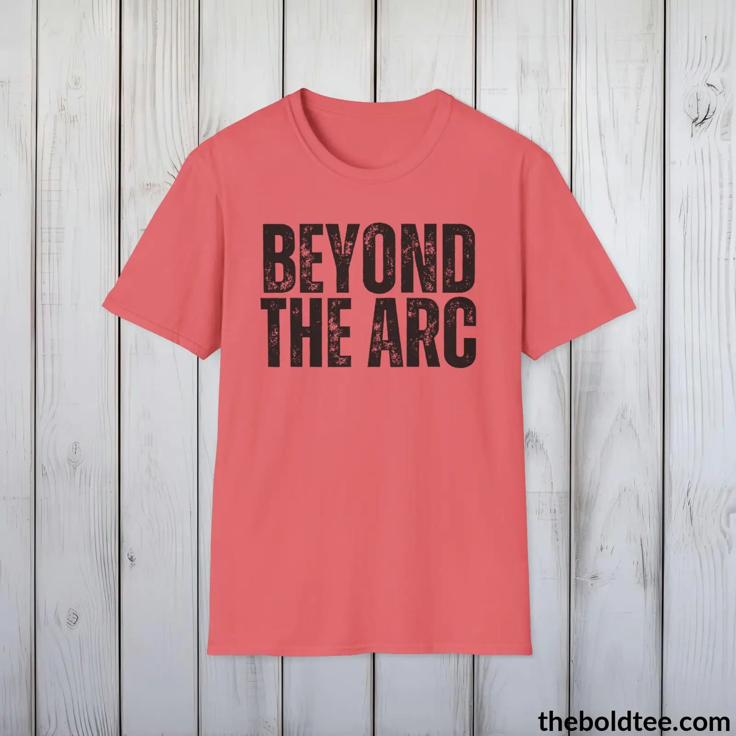 BEYOND THE ARC Basketball Tee - Sustainable & Soft Cotton Crewneck Unisex T-Shirt - 9 Bold Colors