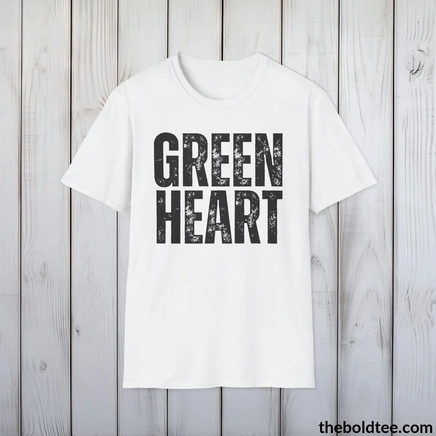 GREEN HEART Tee - Casual, Sustainable & Soft Cotton Crewneck Unisex T-Shirt - 9 Bold Colors