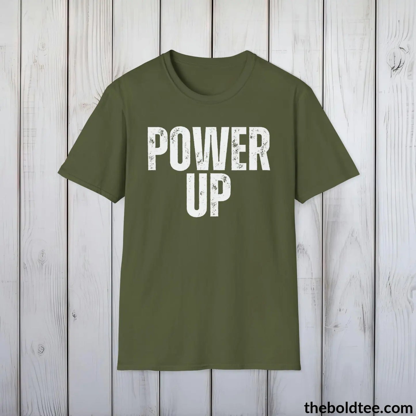 T-Shirt Military Green / S POWER UP Gamer Tee - Sustainable & Soft Cotton Crewneck Unisex T-Shirt - 9 Bold Colors