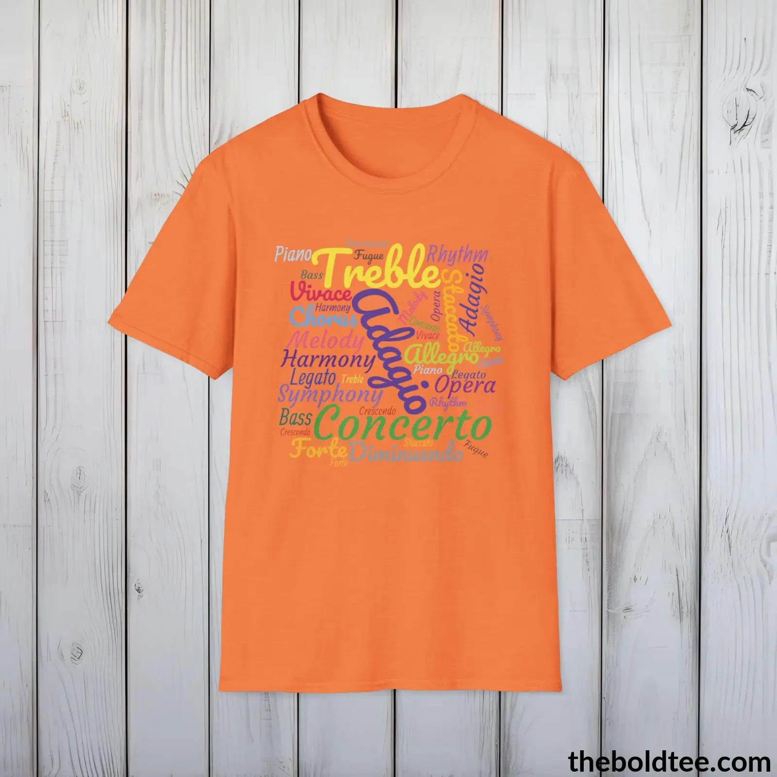 T-Shirt Heather Orange / S Symphony of Words Music Lover Shirt - Musical Vocabulary Unisex Tee - Pure Cotton Comfort Musician Shirt Gift - 8 Stylish Trendy Colors