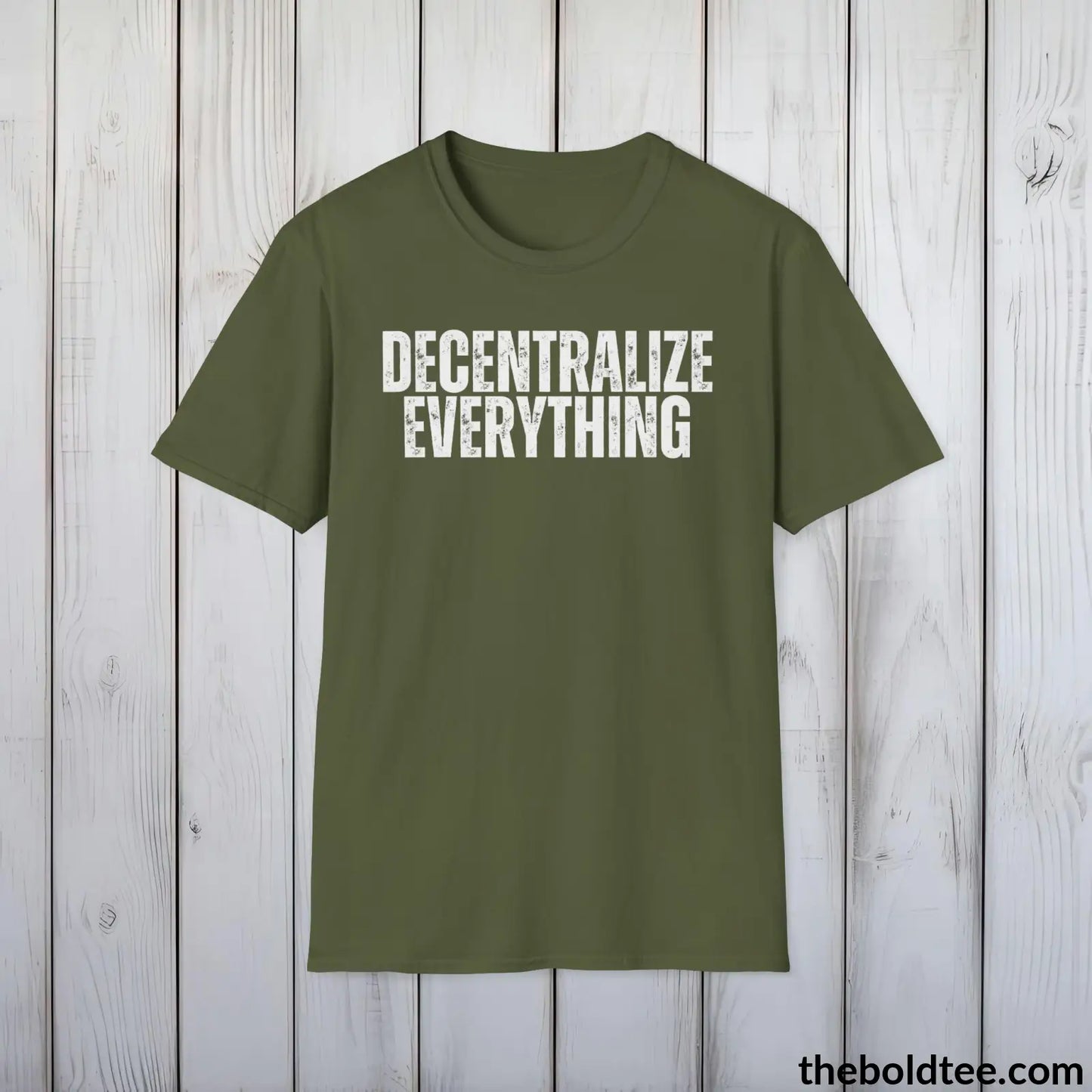 DECENTRALIZE EVERYTHING  Cryptocurrency Tee - Cotton Crewneck Unisex T-Shirt - 9 Bold Colors