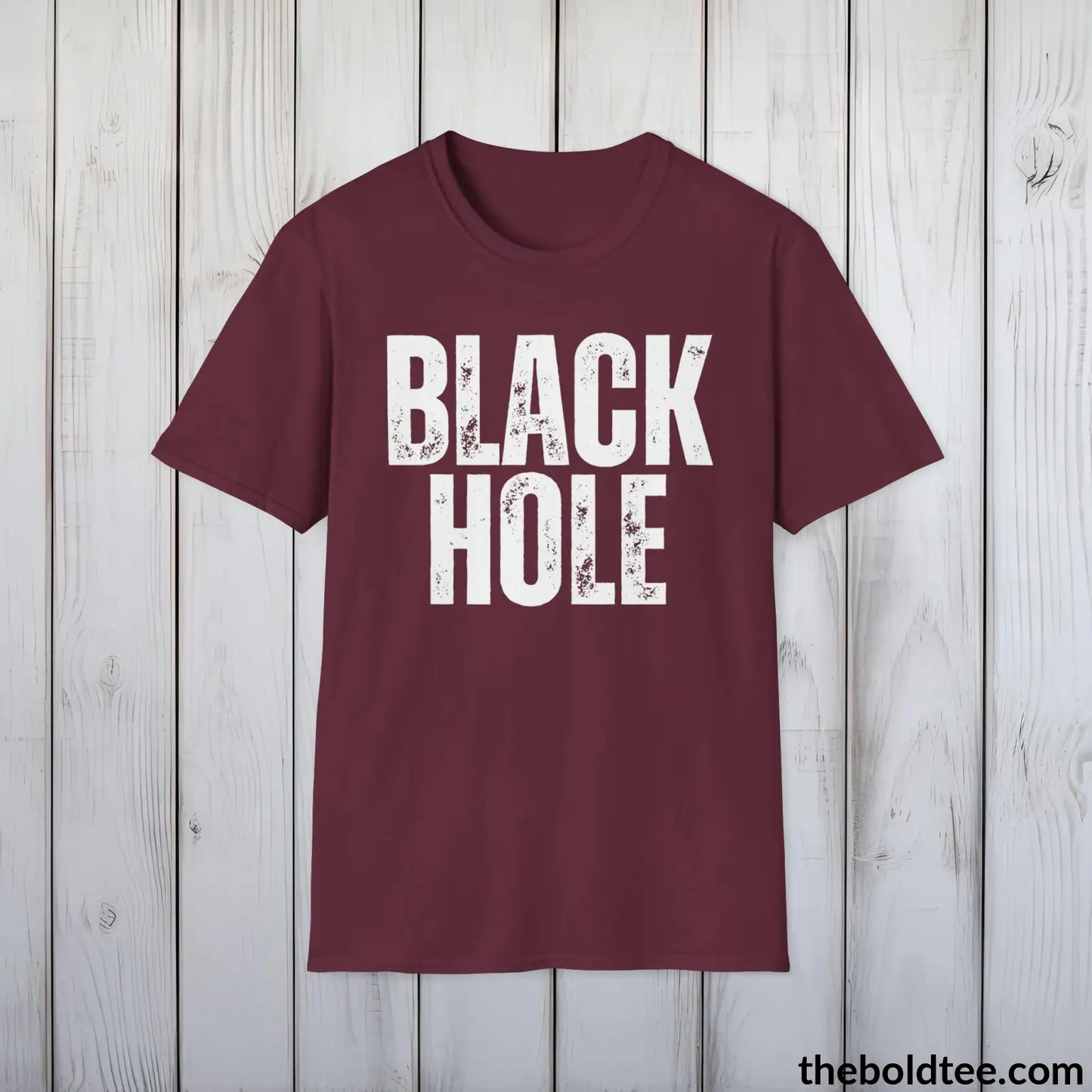 BLACK HOLE Space Tee - Casual, Sustainable & Soft Cotton Crewneck Unisex T-Shirt - 9 Bold Colors