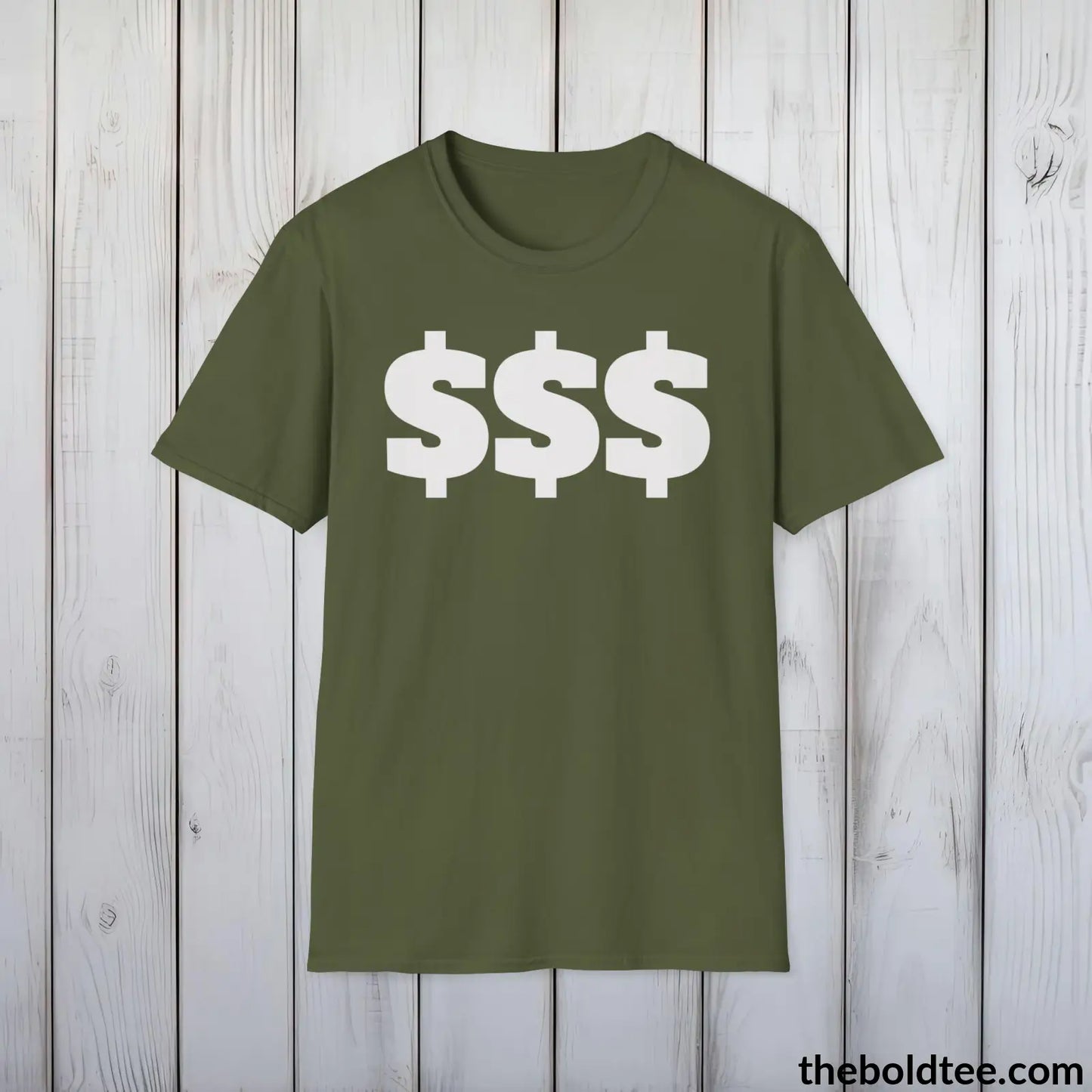 Dollar Sign Tee - Sustainable & Soft Cotton Crewneck Unisex T-Shirt - 9 Bold Colors