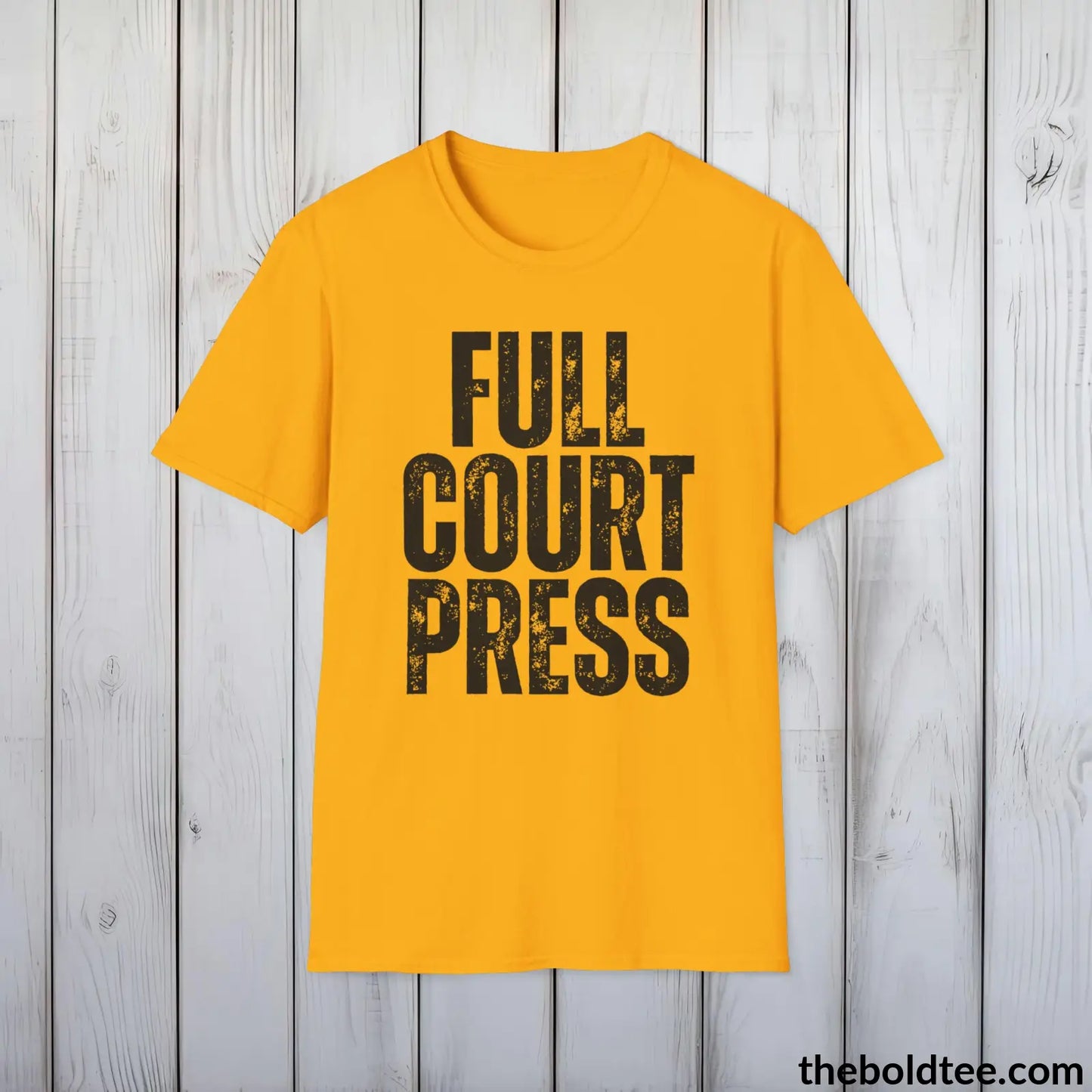 FULL COURT PRESS Basketball Tee - Sustainable & Soft Cotton Crewneck Unisex T-Shirt - 9 Bold Colors