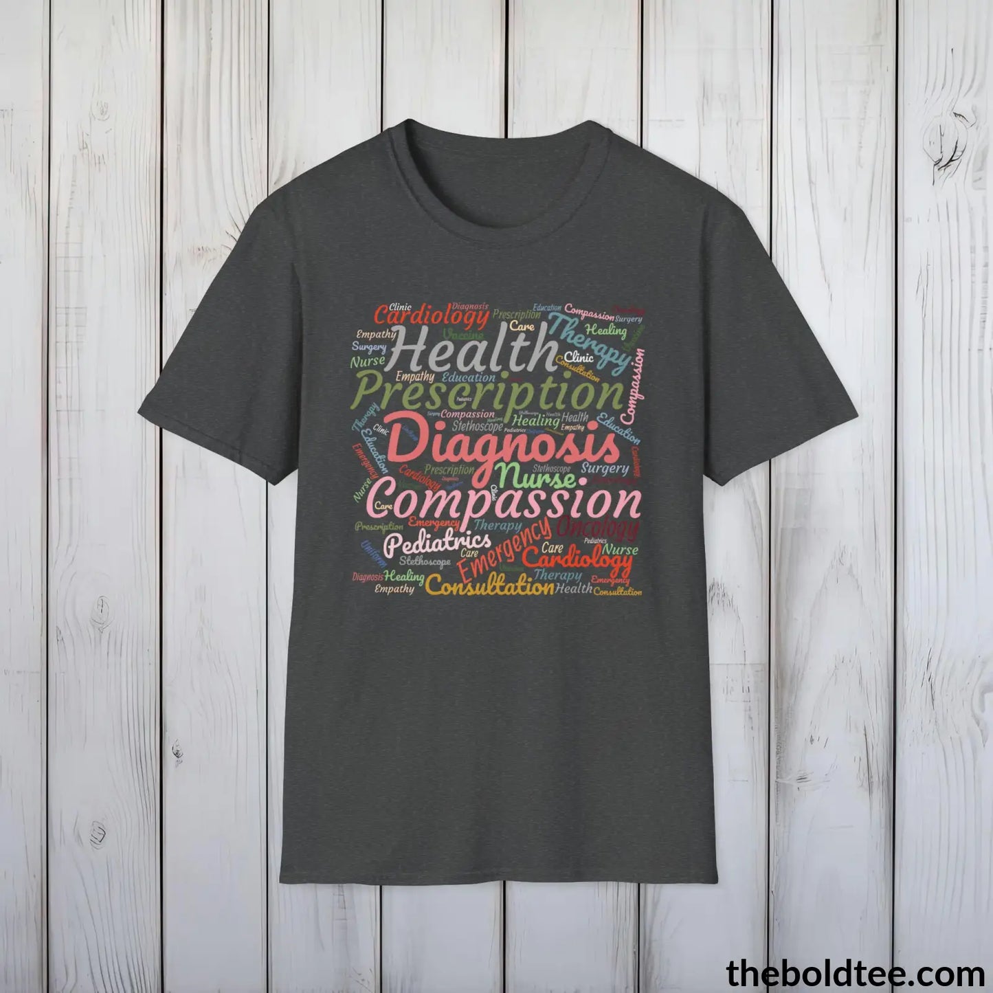 Cardiology Nurse Word Art T-Shirt - Healthcare Vocabulary Unisex Tee - Pure Cotton Comfort Musician Shirt Gift - 8 Stylish Trendy Colors