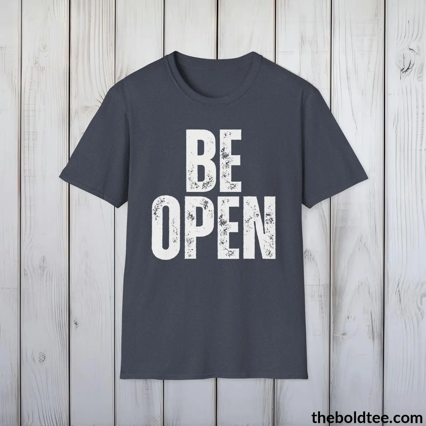 BE OPEN Tee - Casual, Sustainable & Soft Cotton Crewneck Unisex T-Shirt - 9 Bold Colors