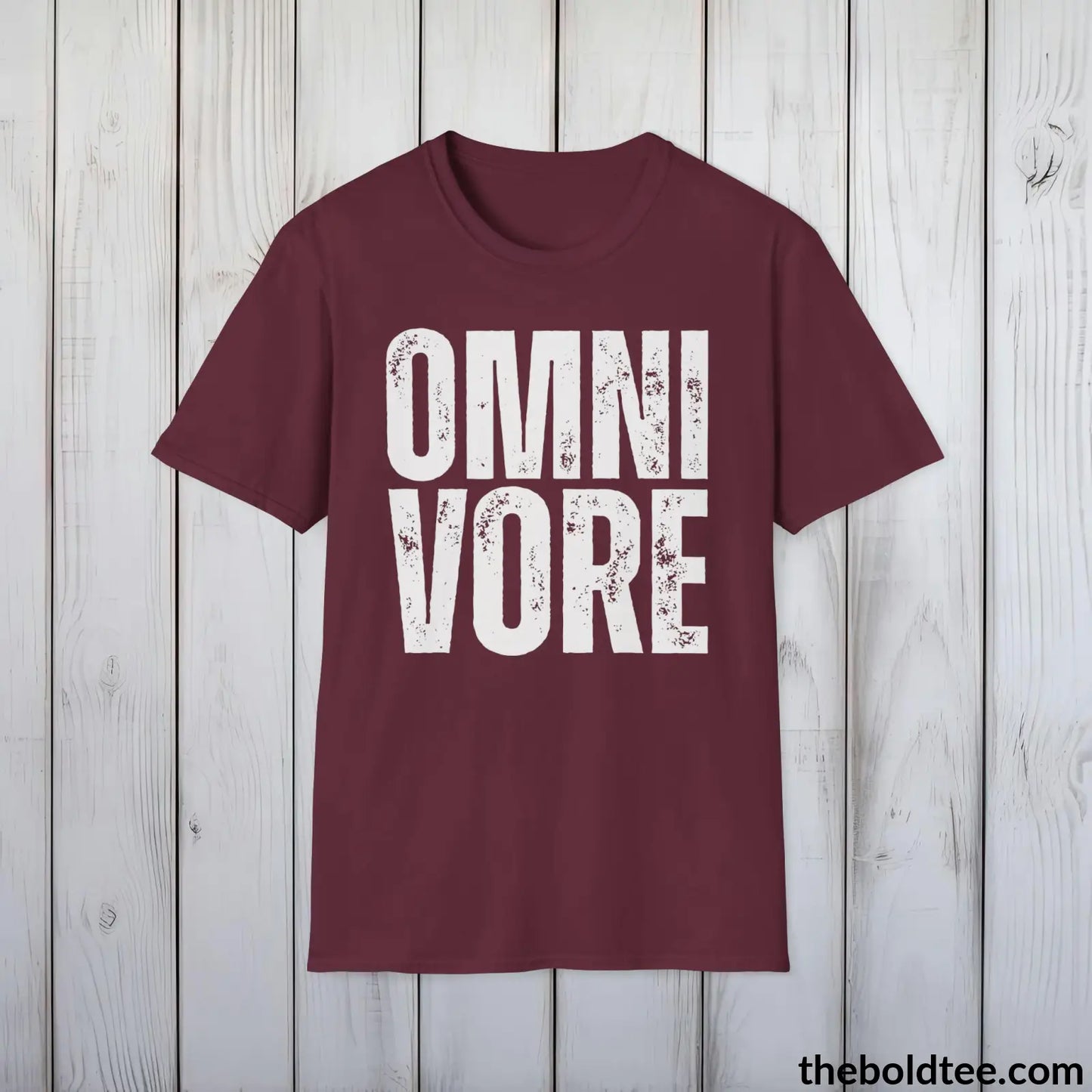 Bold Omnivore Tee - Casual Soft, Sustainable Cotton Crewneck T-Shirt - 9 Colors