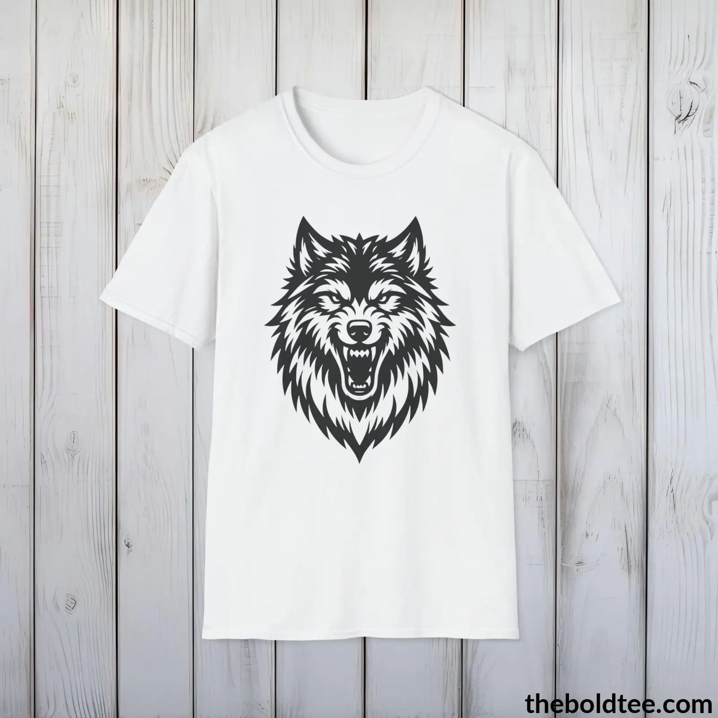 Growling Wolf Tee - Casual, Sustainable & Soft Cotton Crewneck Unisex T-Shirt - 9 Bold Colors