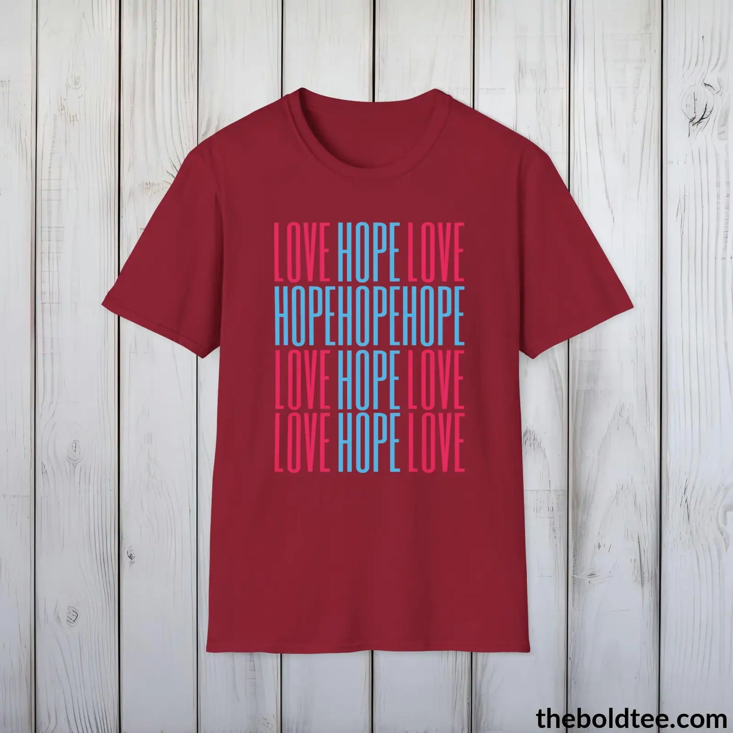 Christian Cross of Love & Hope T-Shirt - Inspirational Soft Casual Cotton Crewneck Tee - Graceful Gift for Friends and Family - 8 Colors