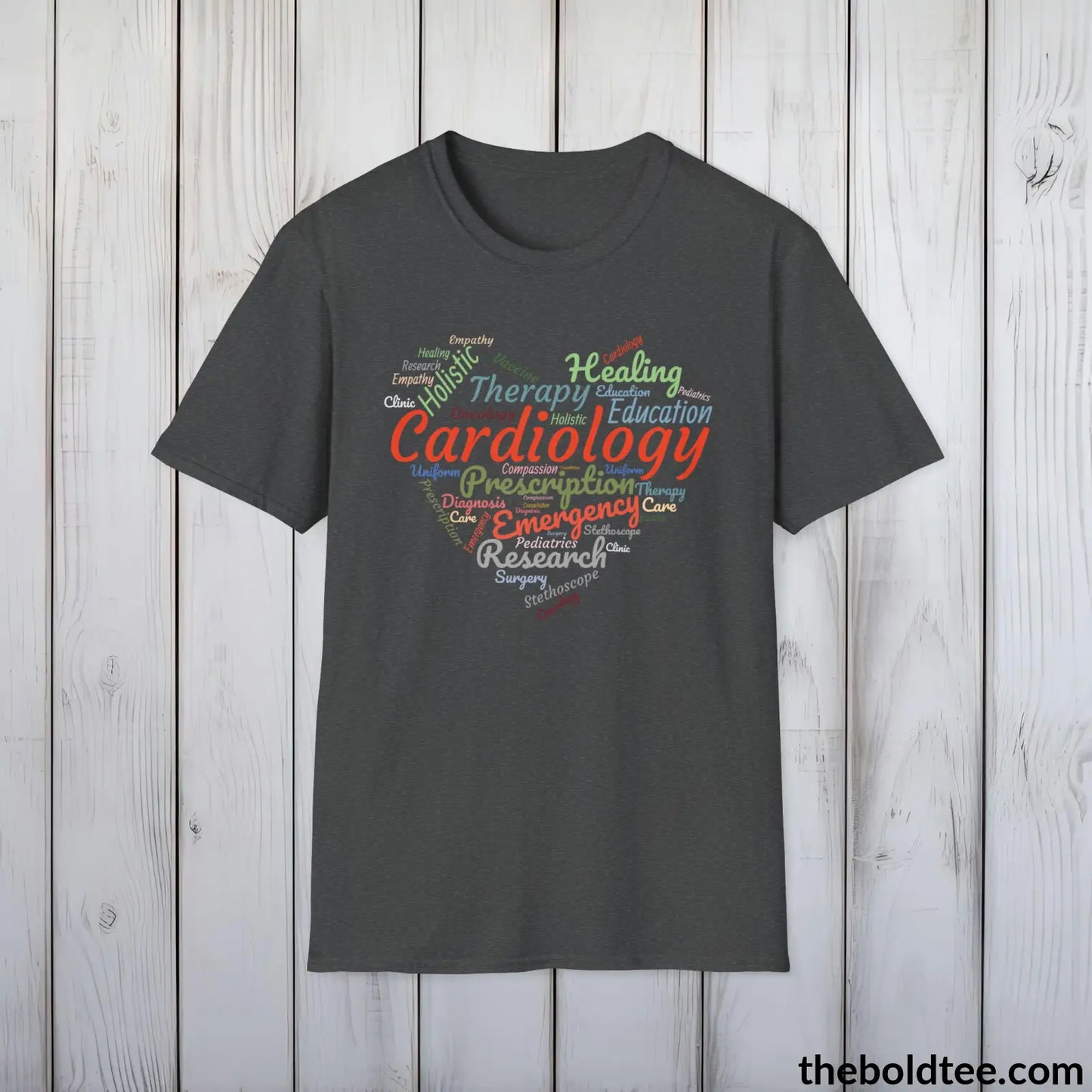 Cardiology Nurse Word Art T-Shirt - Healthcare Vocabulary Unisex Tee - Pure Cotton Comfort Musician Shirt Gift - 8 Stylish Trendy Colors