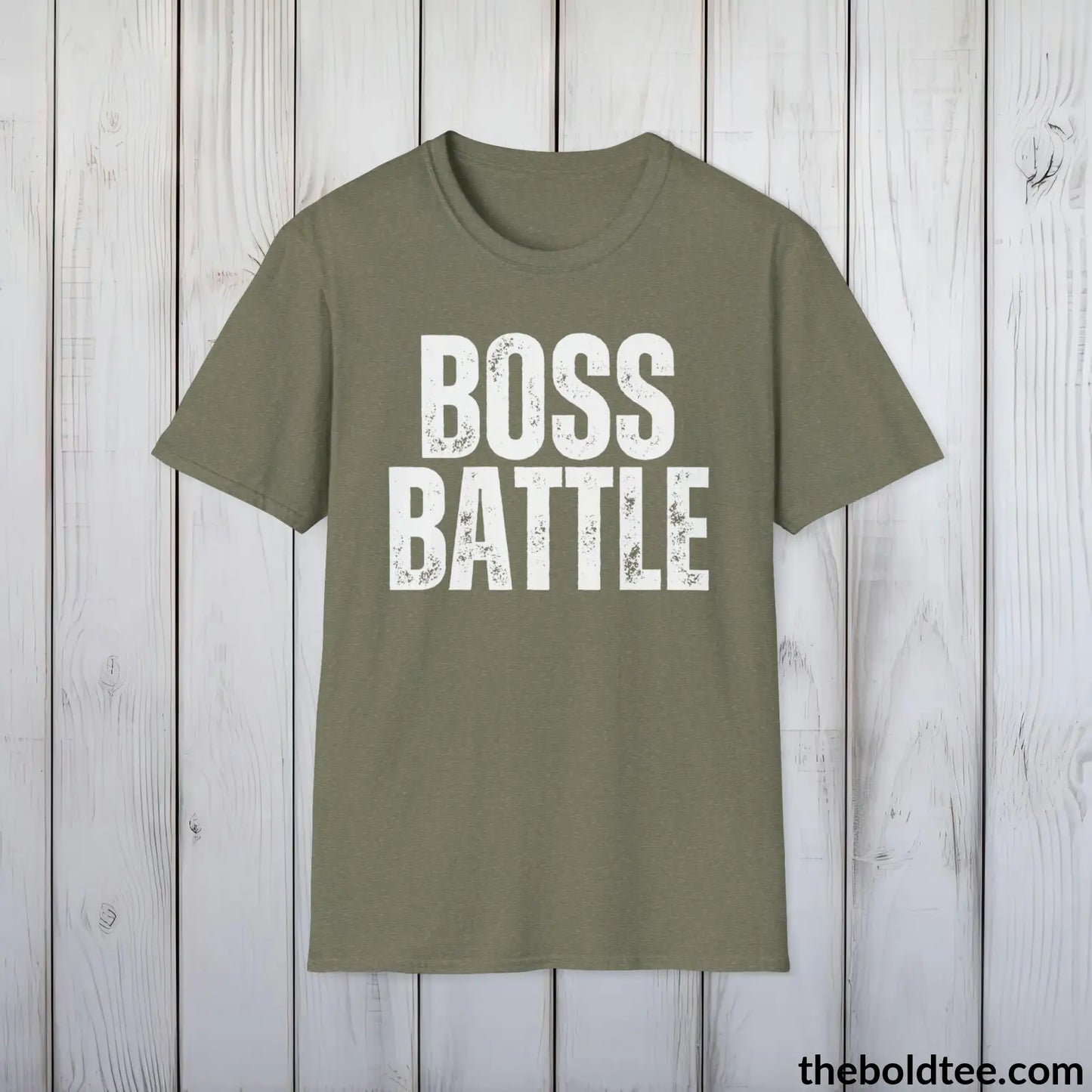 BOSS BATTLE Gamer Tee - Sustainable & Soft Cotton Crewneck Unisex T-Shirt - 9 Bold Colors