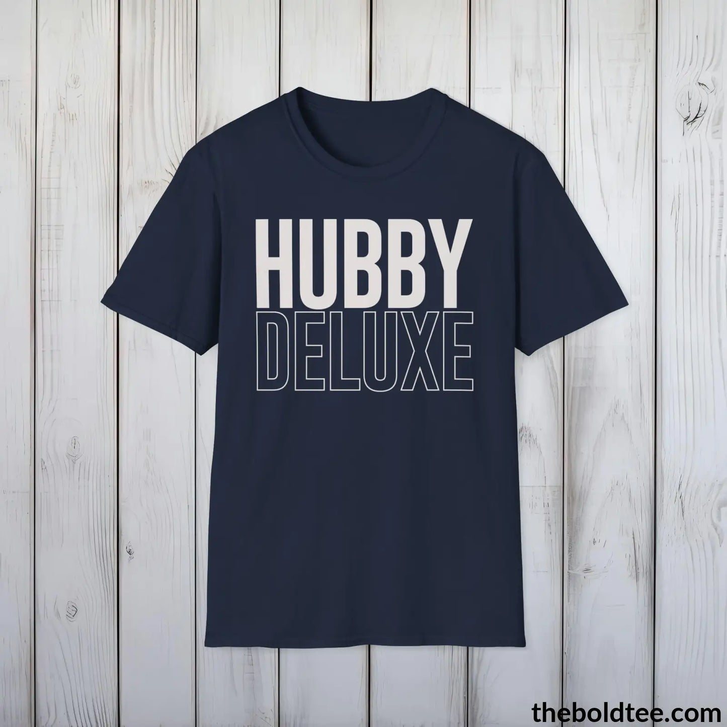 T-Shirt Navy / S Hubby Deluxe Casual Tee - Hubby Appreciation Cotton Shirt - Perfect Gift for Husband -  Partner Appreciation Gift for Him - 9 Colors