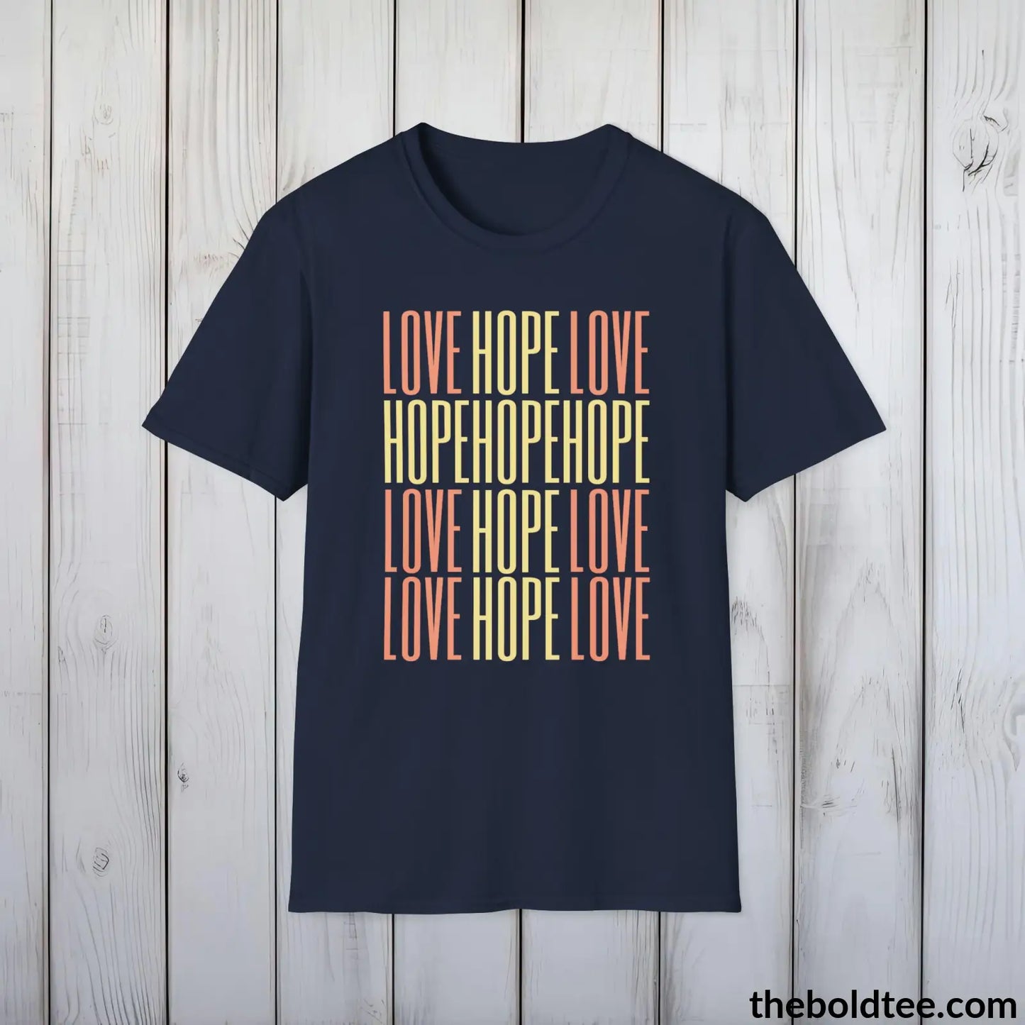 Christian Cross of Love & Hope T-Shirt - Inspirational Soft Casual Cotton Crewneck Tee - Graceful Gift for Friends and Family - 8 Colors